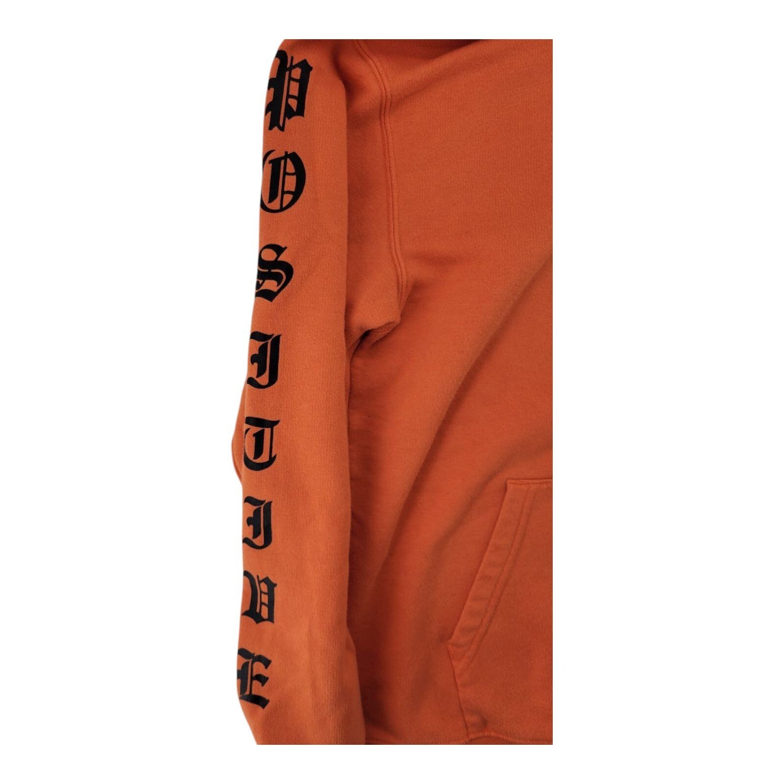 H&M Divided Orange Hoodie Positive Negative Graphic Sleeve Print Size M