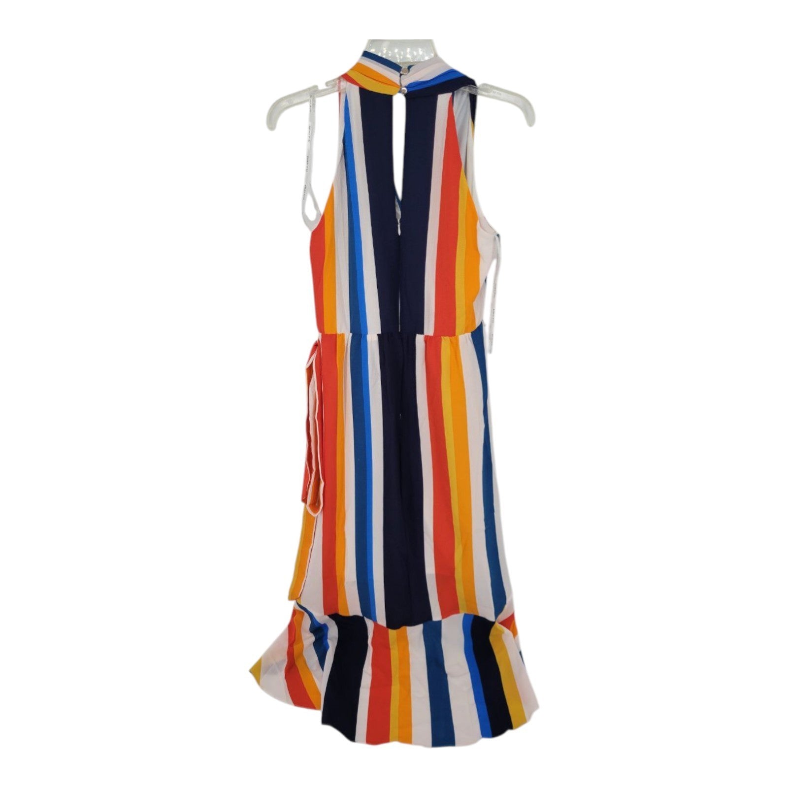 Julia Jordan Multicolor Stripe Faux Wrap High Low Sleeveless Dress Size 6