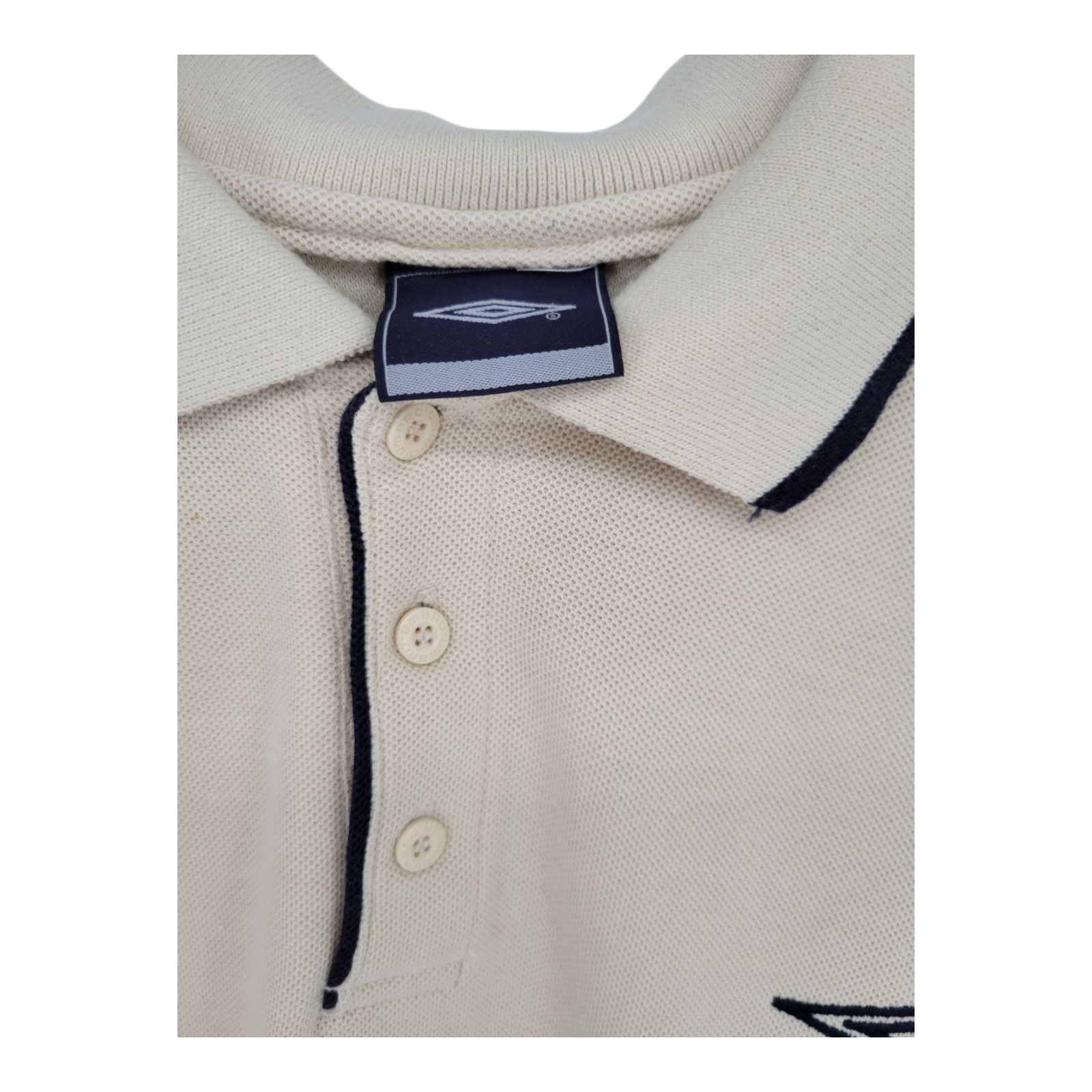 Umbro Beige Polo Shirt Short Sleeve Embroidered Logo Mens Size L