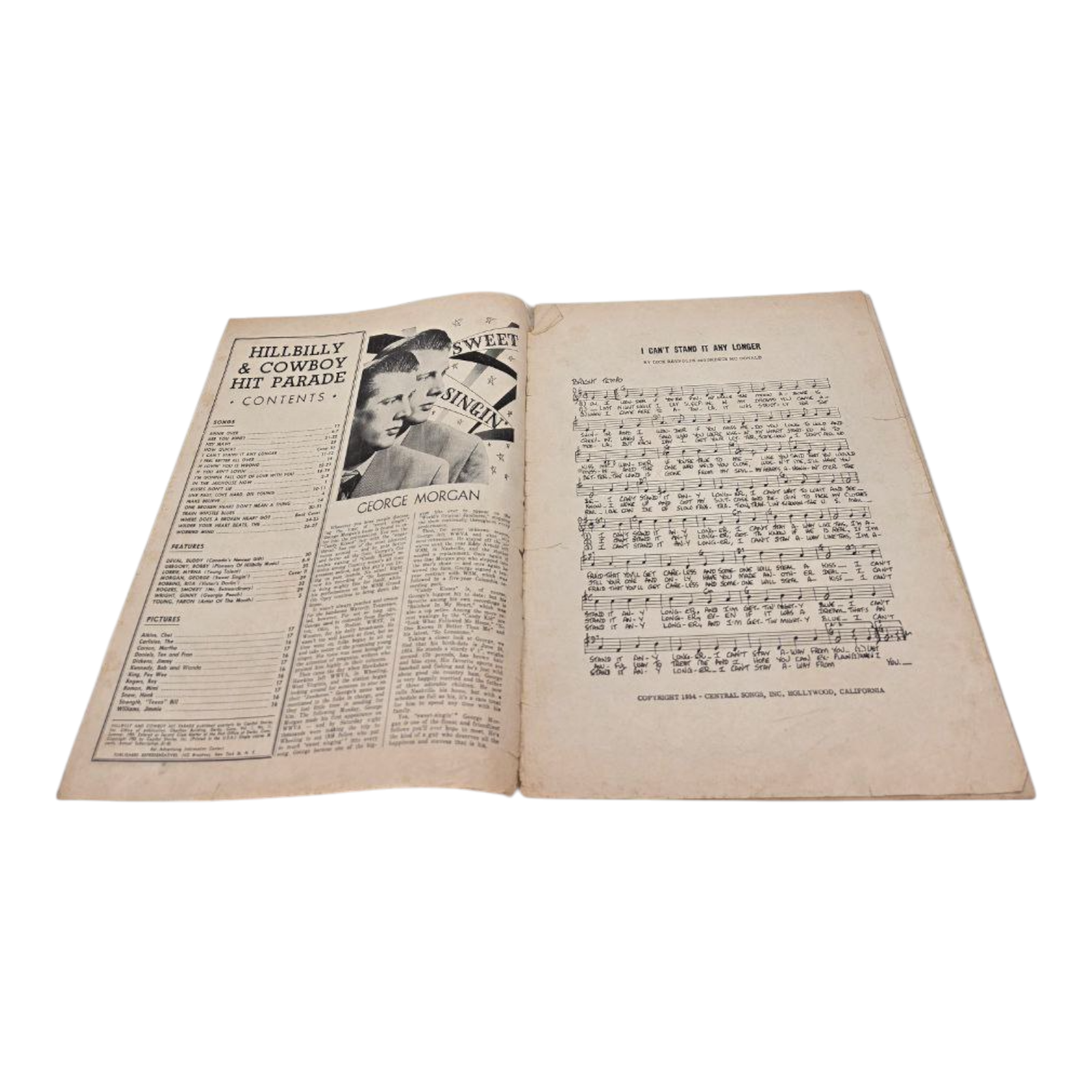 Hillbilly and Cowboy Hit Parade Magazine Vintage Country Music Publication 1954