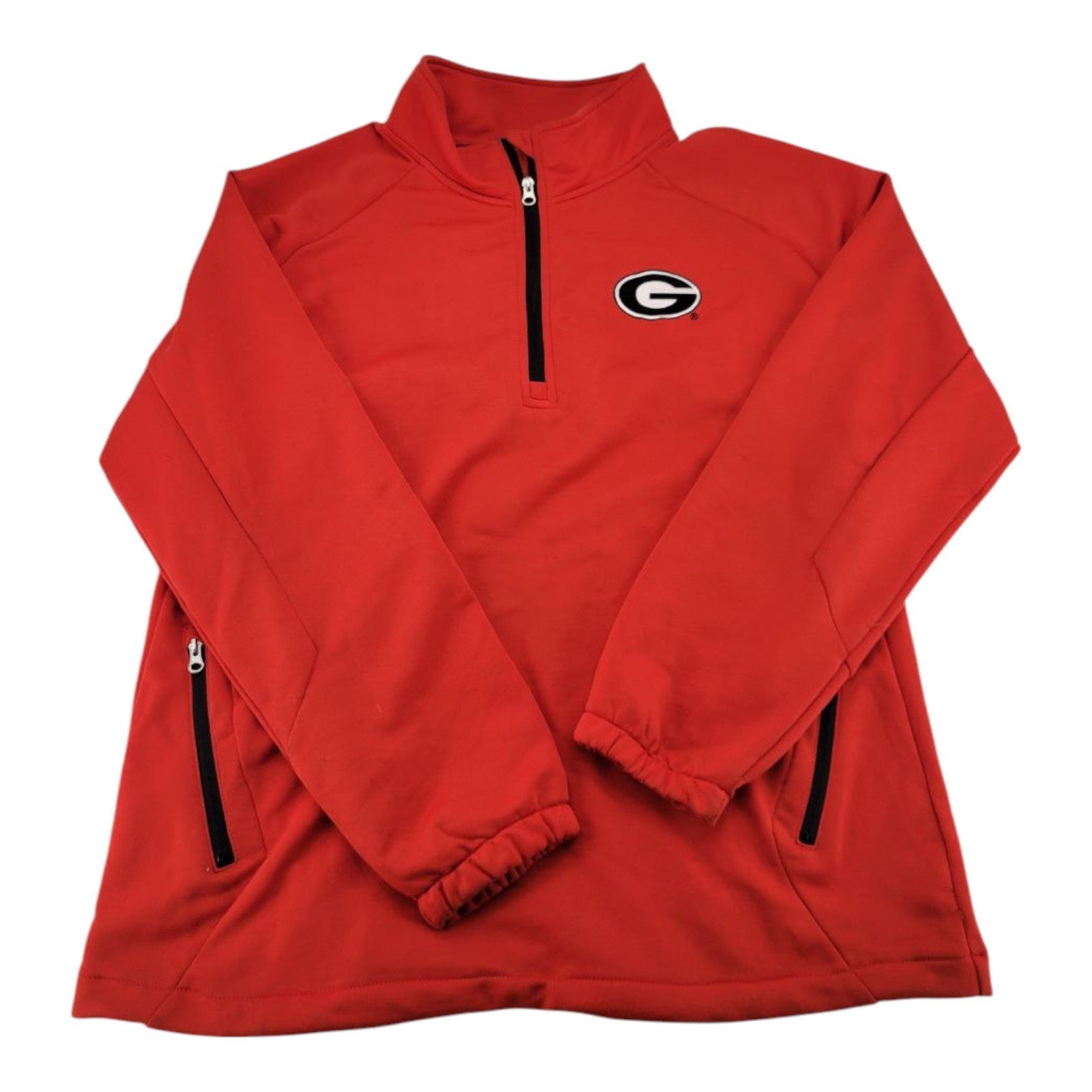 Georgia Bulldogs 1/4 Zip Pullover XL Red Black Zippers Logo Genuine Stuff