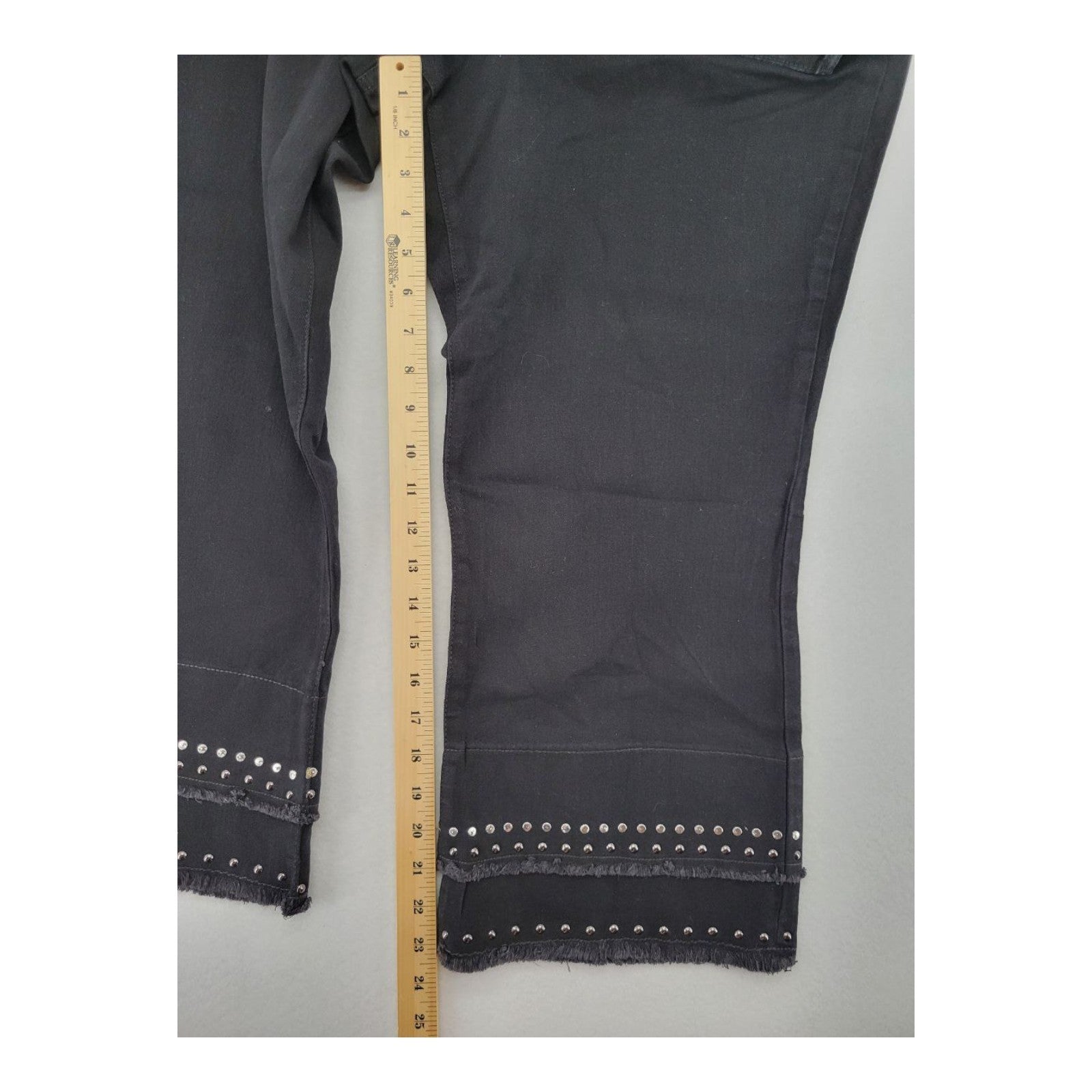 Style & Co Plus Crop Flare Pants 20W Black Rinse High Rise Stud Hem Stretch
