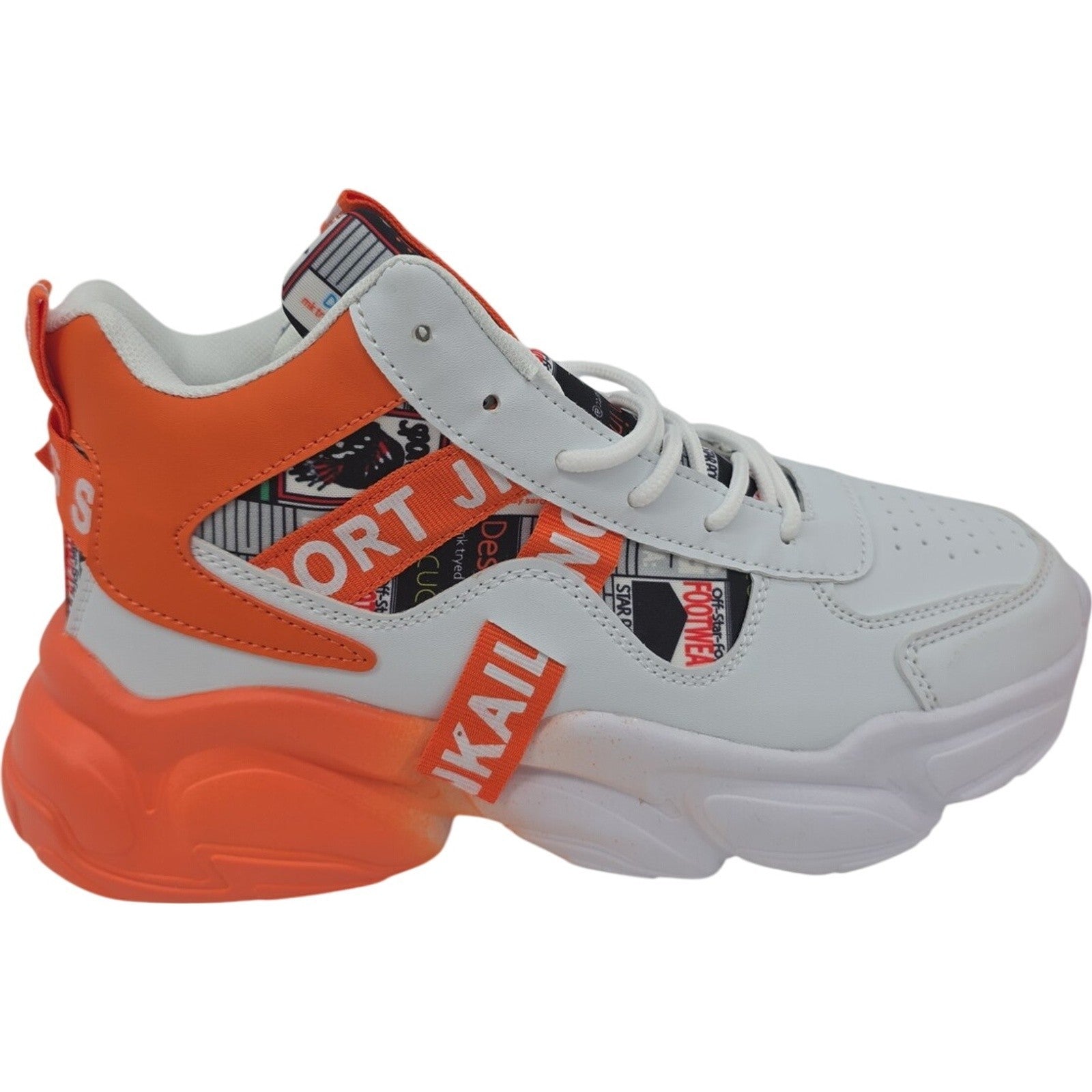 Fashion Casual White Orange High Top Chunky Sneakers Size 39 Sport Shoes