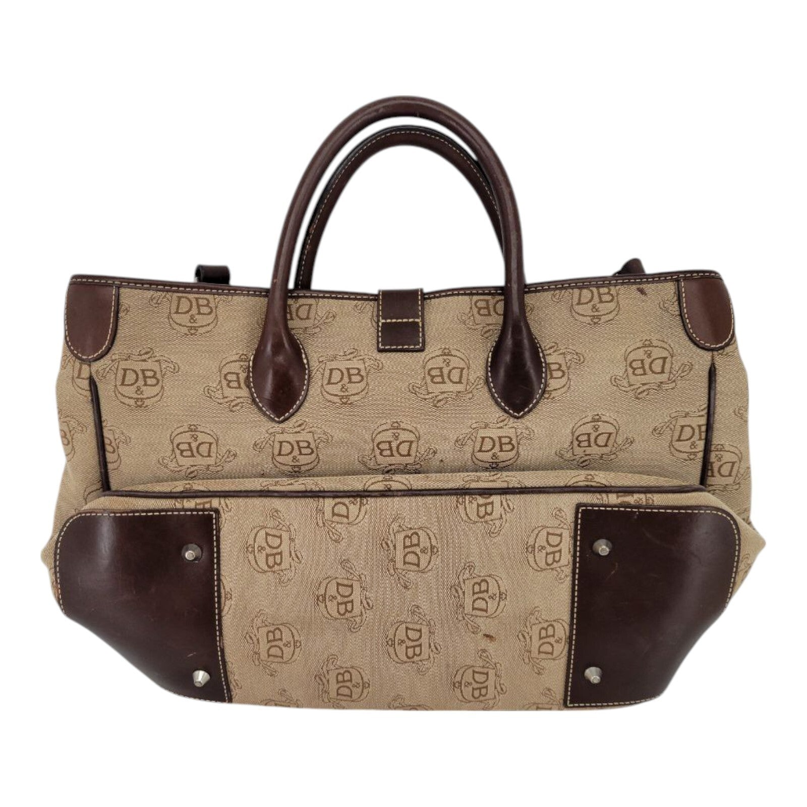 Dooney & Bourke D&B Canvas Brown Tan Satchel Tote Cross Purse Body Bag