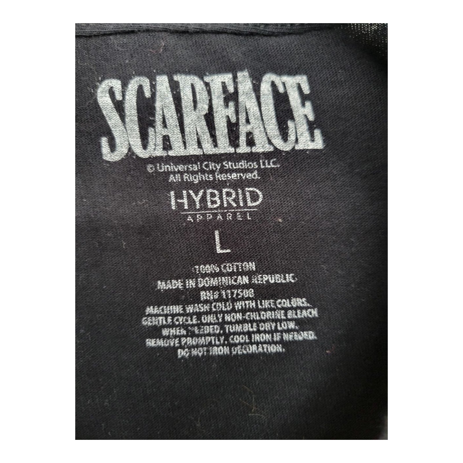 Scarface Graphic T-Shirt Size L Black Cotton Hybrid Apparel Movie Tee