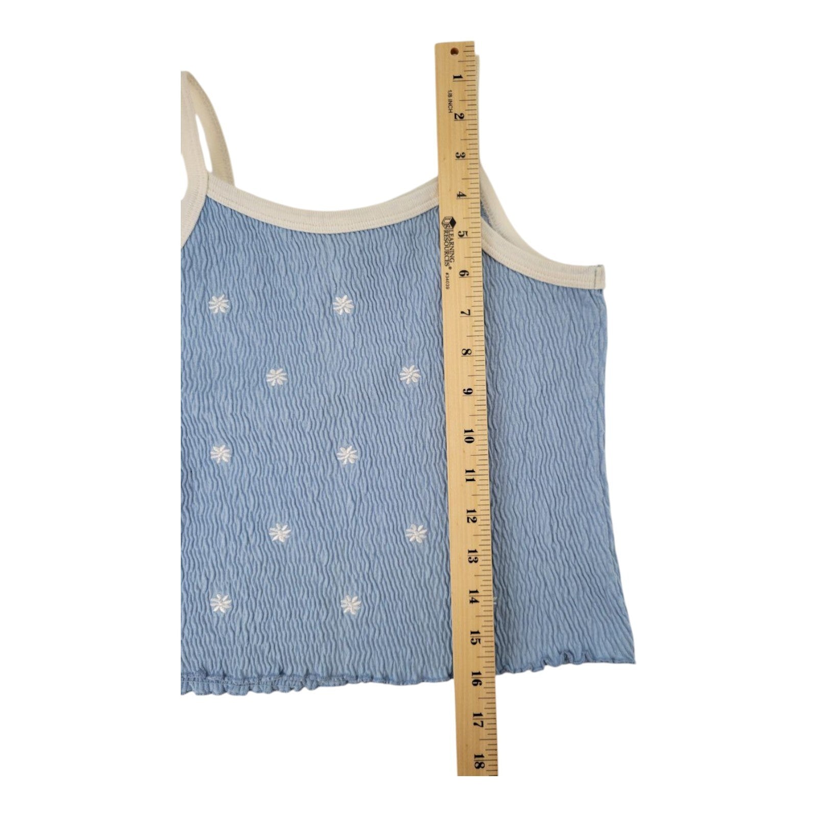 Los Angeles Express Blue White Floral Crop Cami Top Size Large 12–14