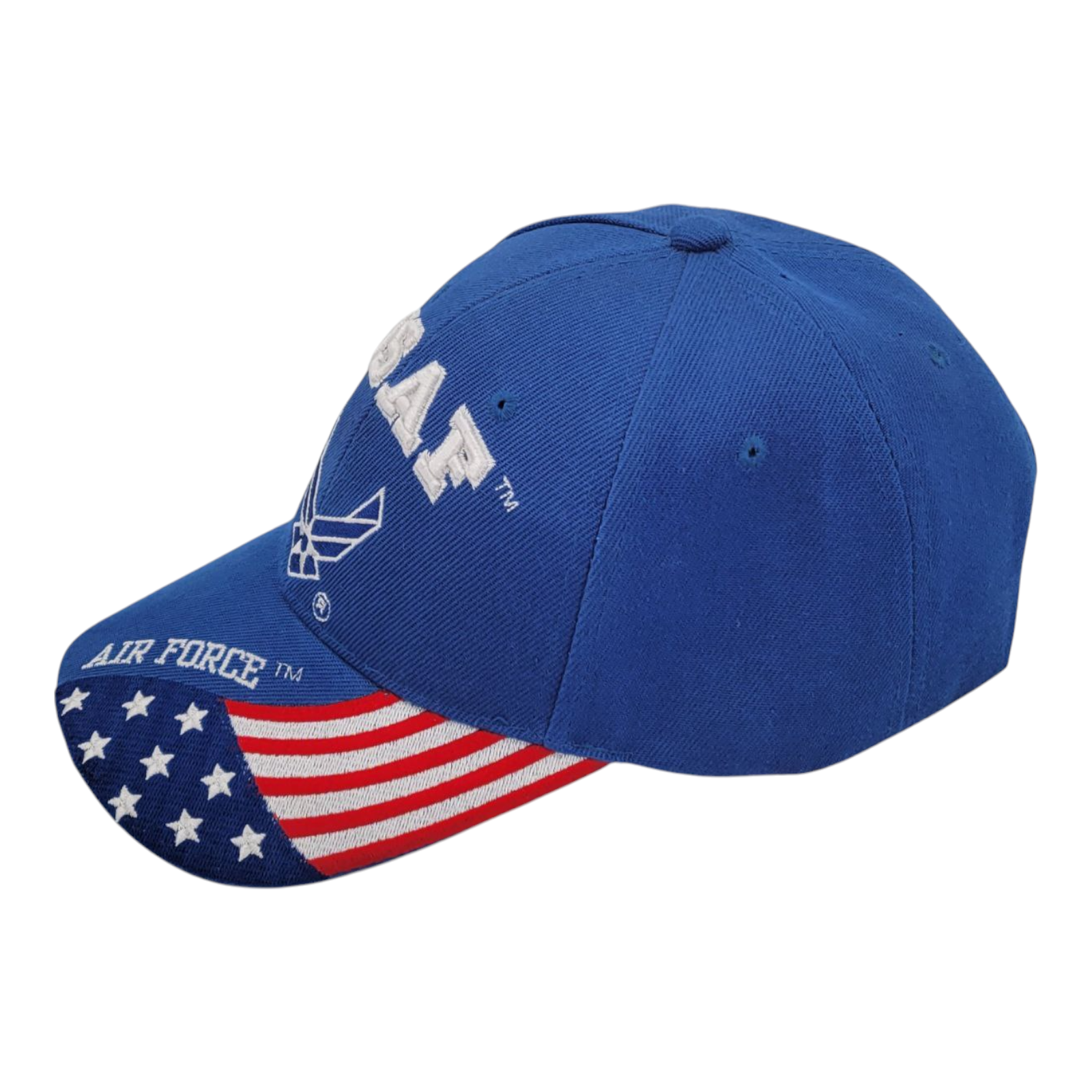 US Air Force Adjustable Blue Hat Embroidered USA Flag and USAF Logo