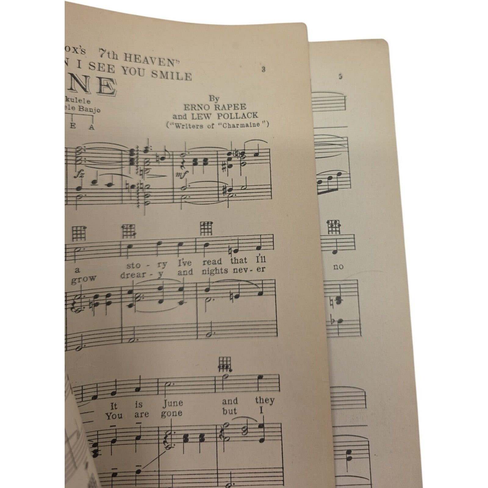 1927 I’m in Heaven When I See You Smile Love Waltz Diane Song Sheet Vintage