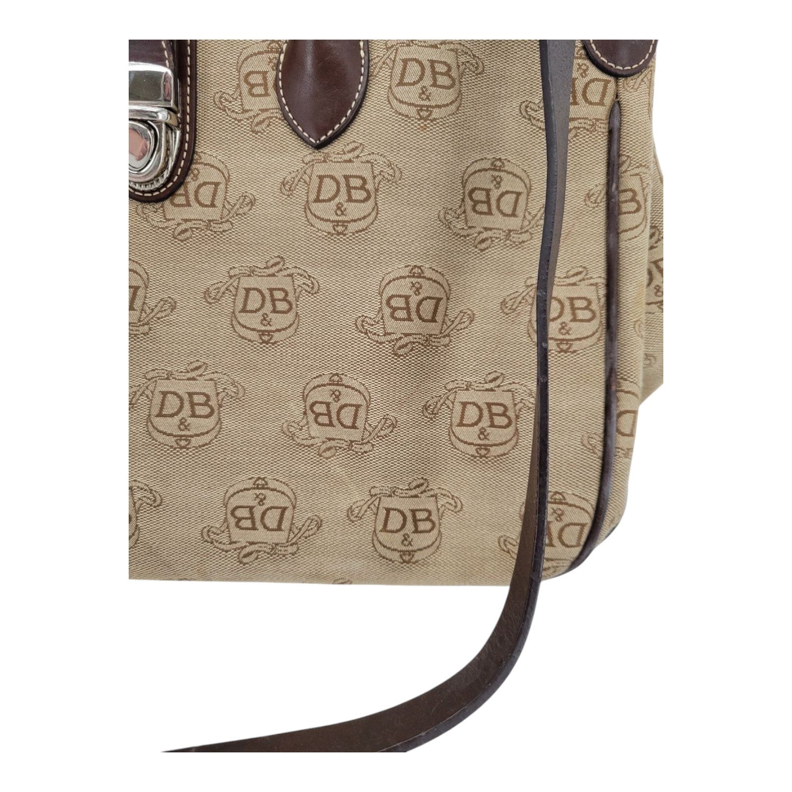 Dooney & Bourke D&B Canvas Brown Tan Satchel Tote Cross Purse Body Bag