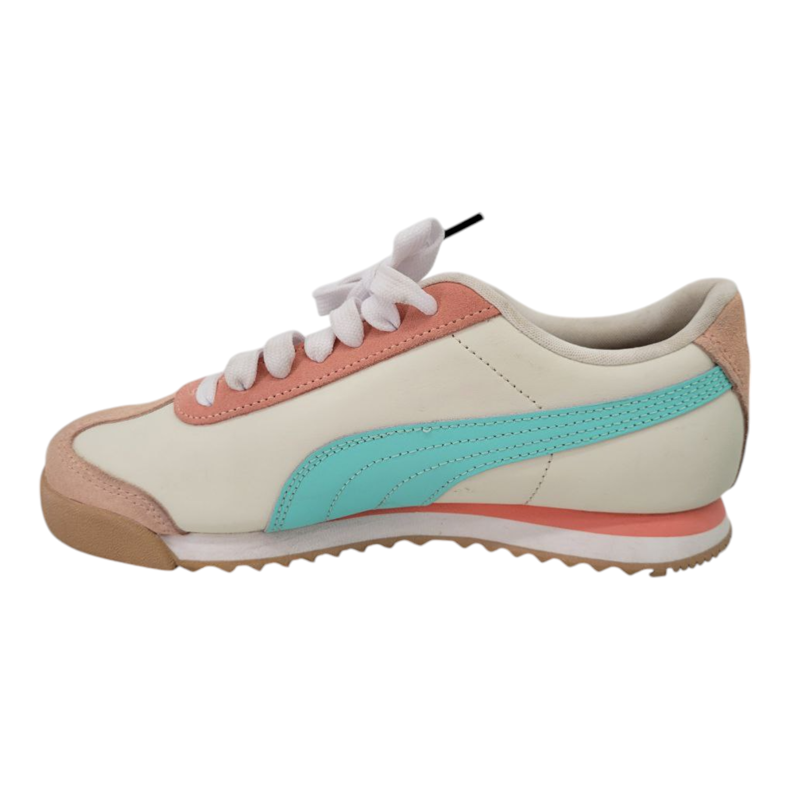 Puma Roma Womens Sneakers Cream Aqua Pink Leather Suede Size 7.5 Style 392702-01