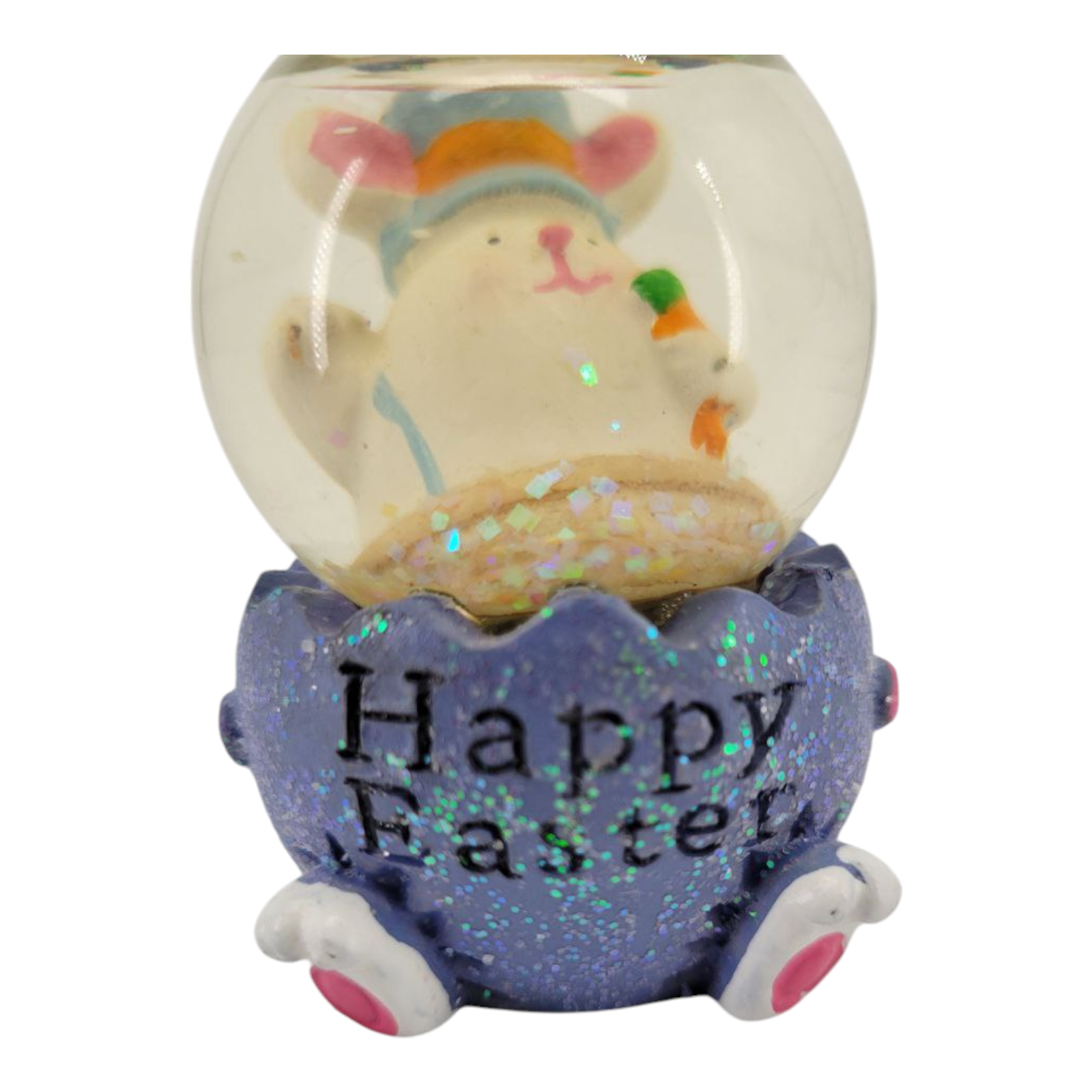 Dolgencorp Happy Easter Bunny Mini Snow Globe Purple Glitter Egg Decoration