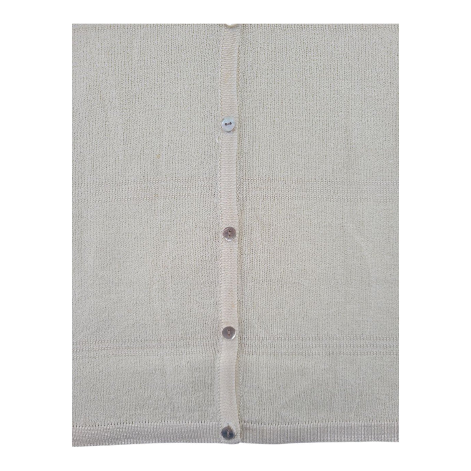 Stephanie Rogers Women's Beige Knit Cardigan M Short Sleeve Button Sweater