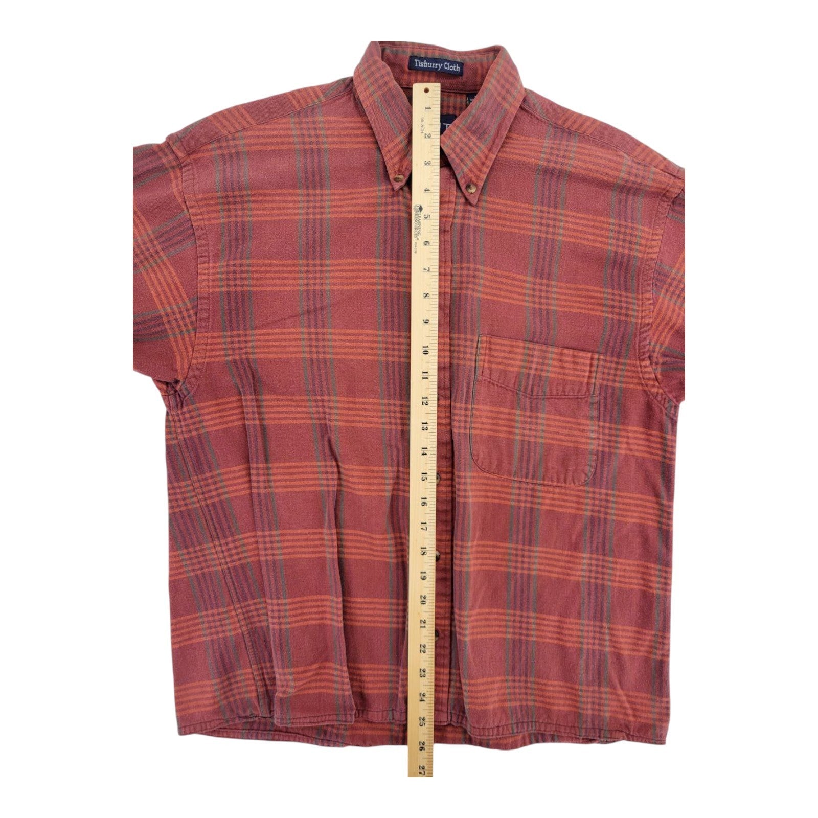 GANT Men's Red Plaid Tisbury Flannel Button Down Shirt Long Sleeve M