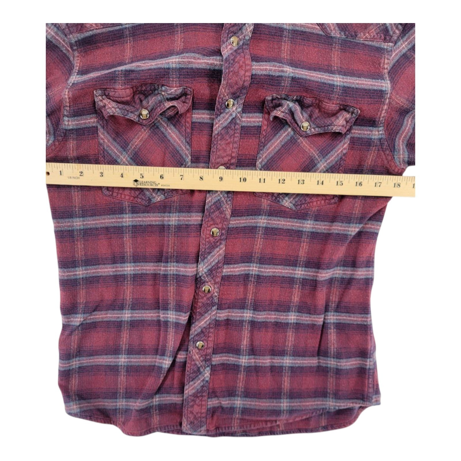 Gallop Men's Red Plaid Western Pearl Snap Flannel Shirt Size M