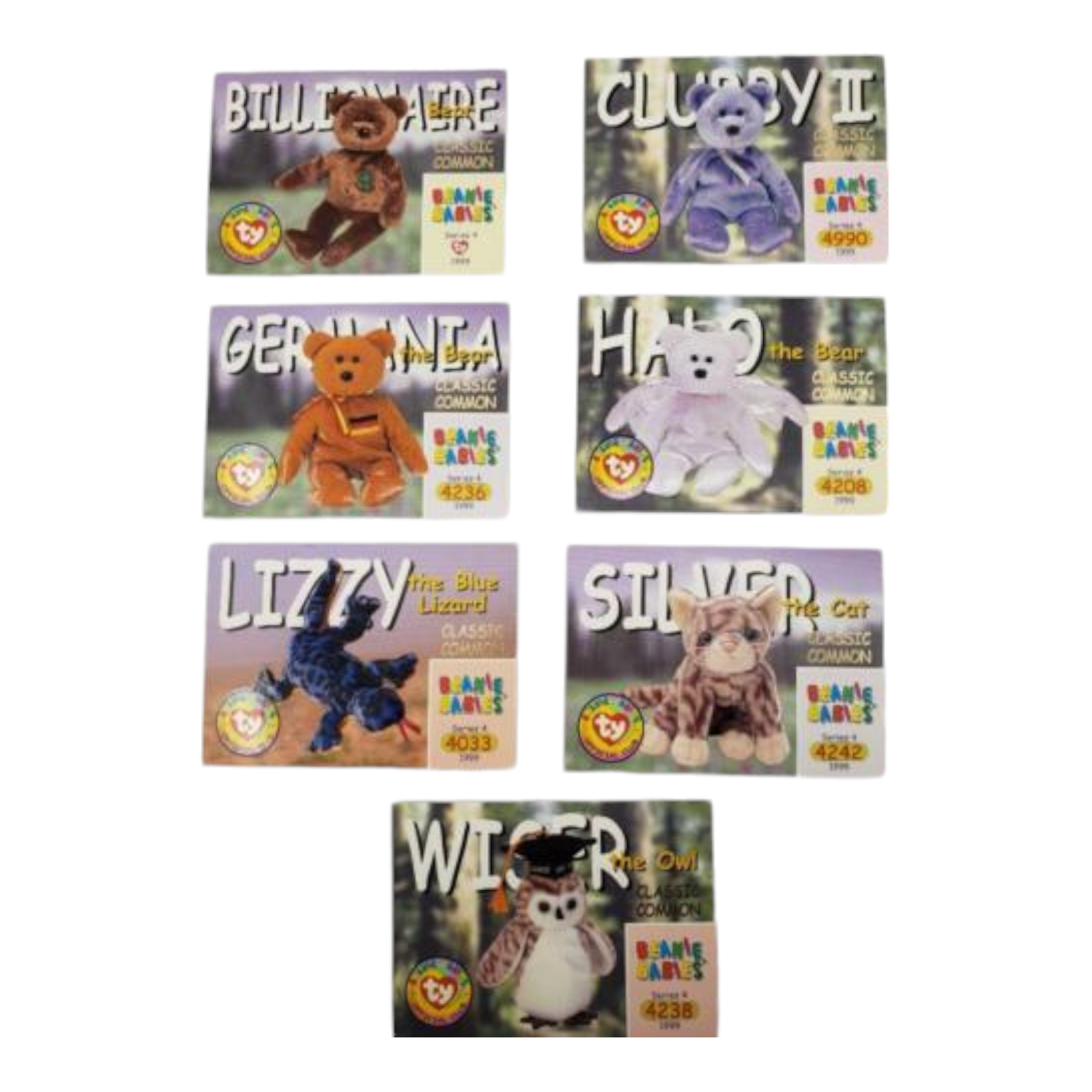 1999 Classic Common Beanie Babies Series 4 Card Lot of 7