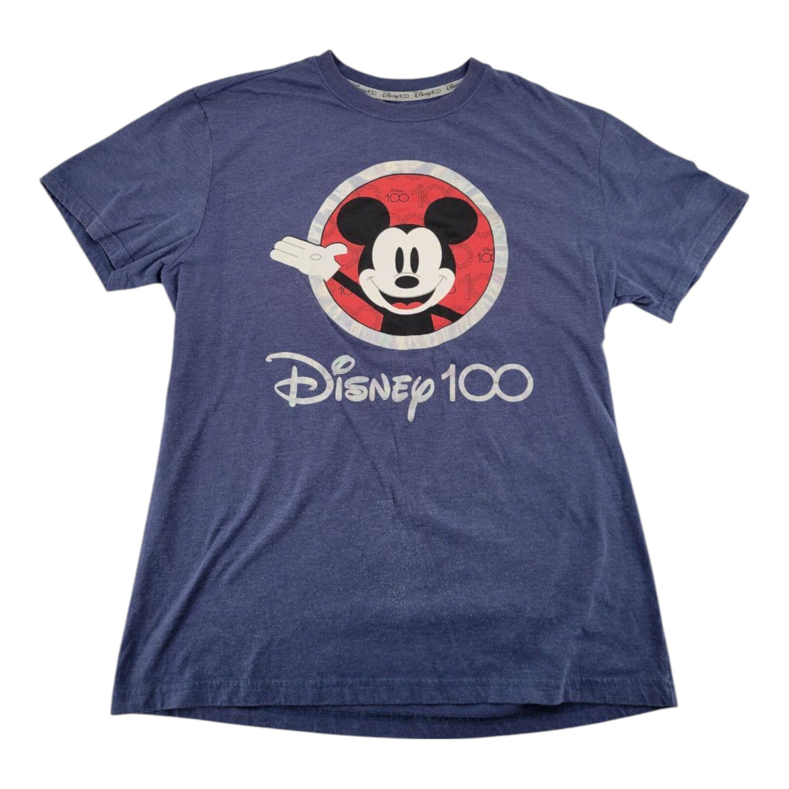 Disney 100 Years of Wonder Mickey Mouse T-Shirt Blue Graphic Tee Size L