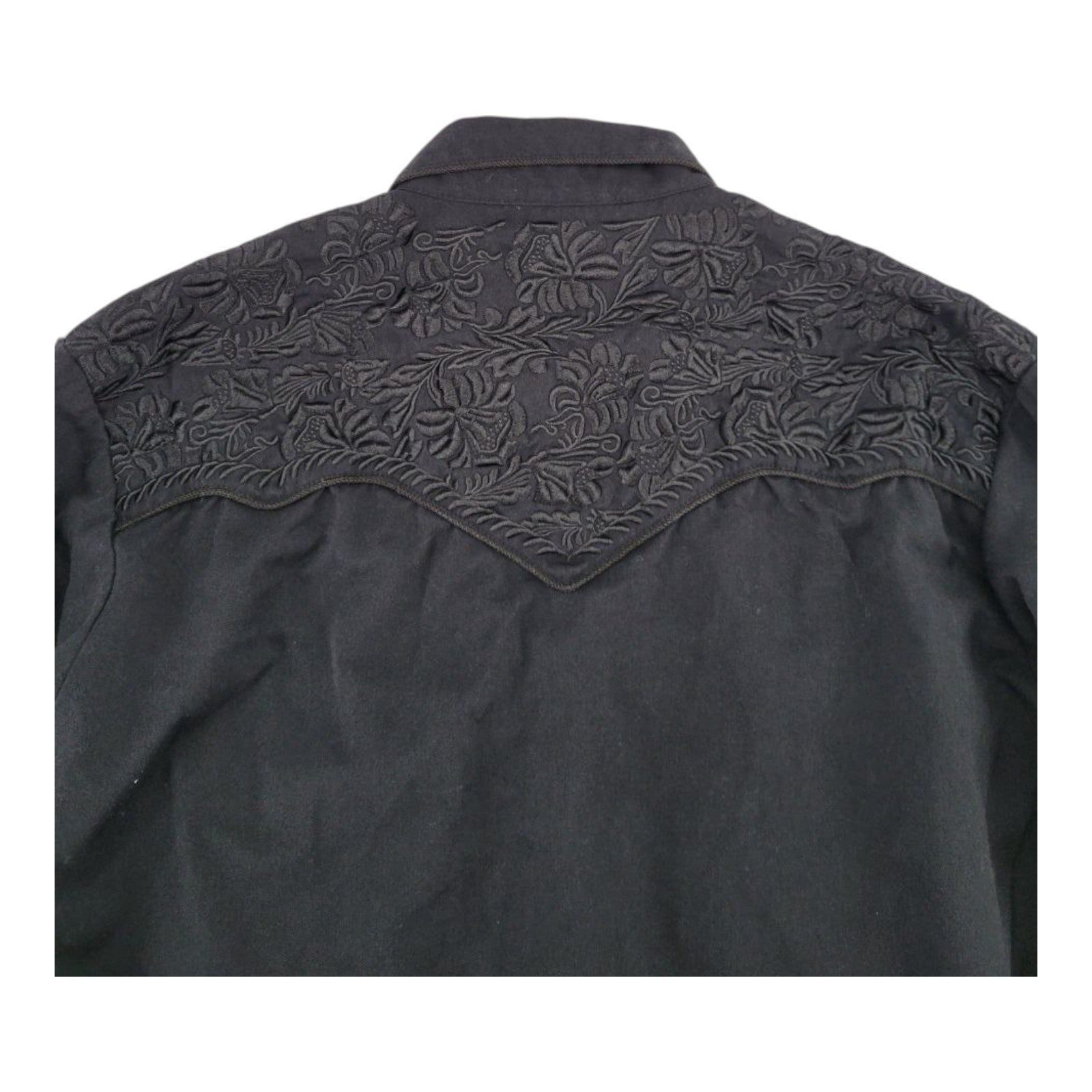 Scully Men's Western Shirt Black XL Embroidered Pearl Snaps Long Sleeve