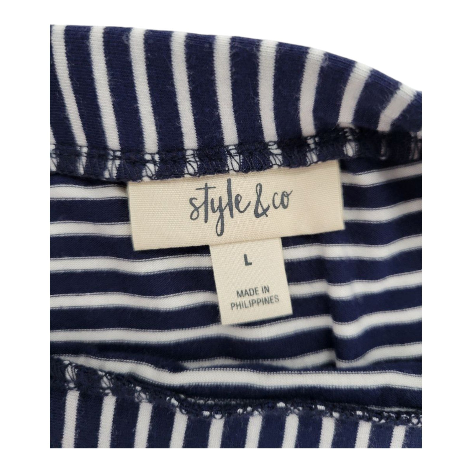 Style & Co. Women's Large Navy White Stripe Spliced Skirt