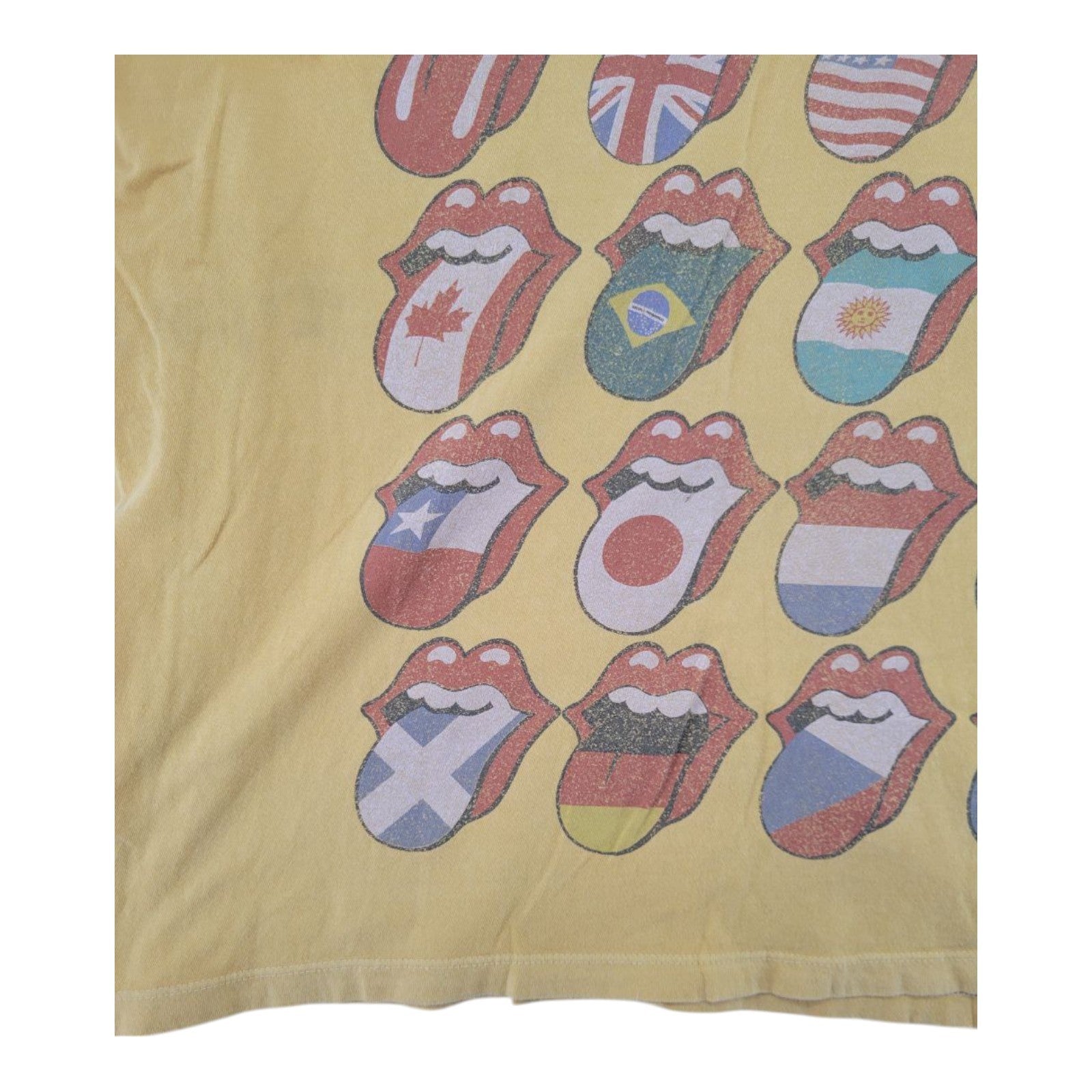 The Rolling Stone Womens Yellow Crew Neck Short Sleeve Graphic T Shirt Size M