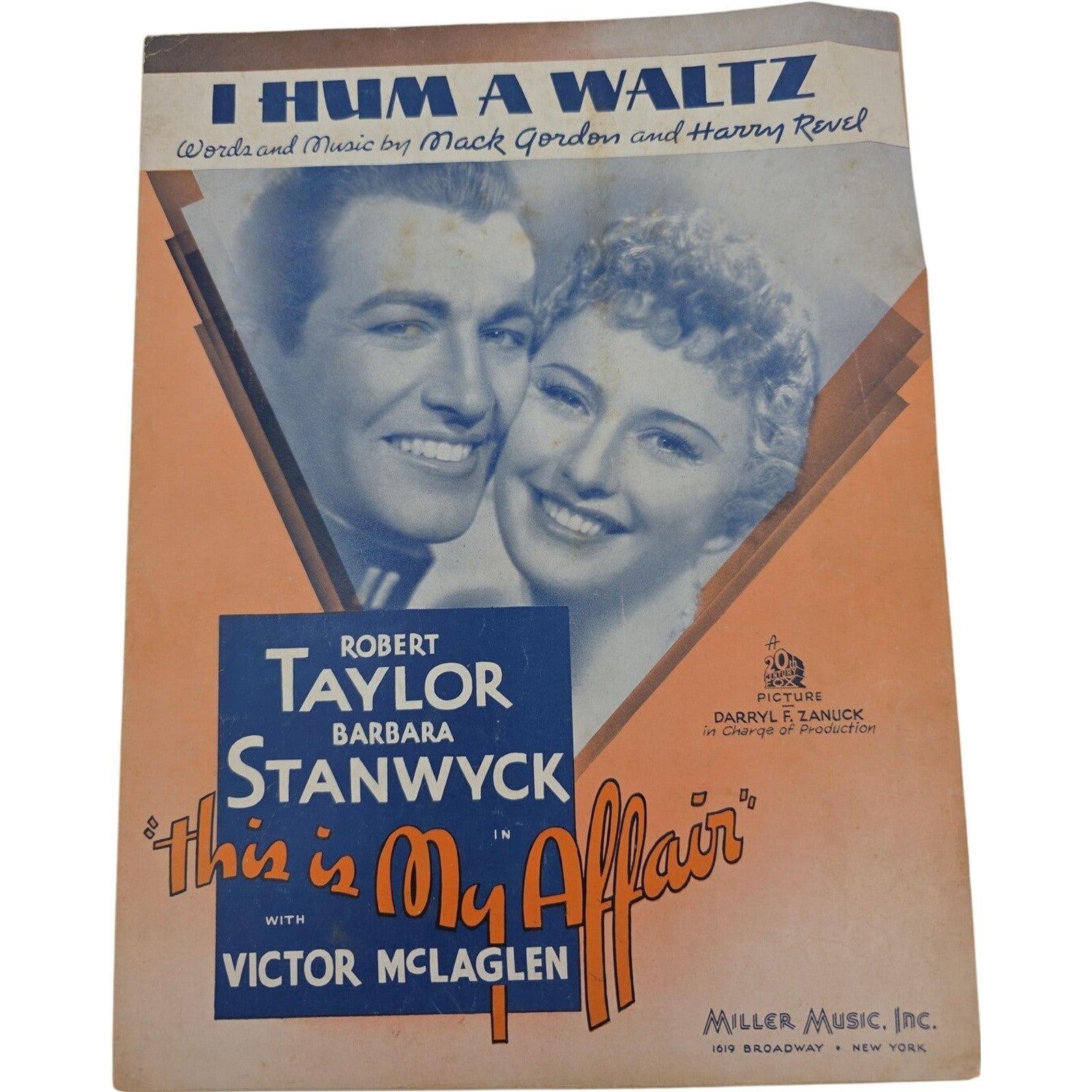 I Hum a Waltz 1937 Sheet Music fr This Is My Affair by Mack Gordon & Harry Revel