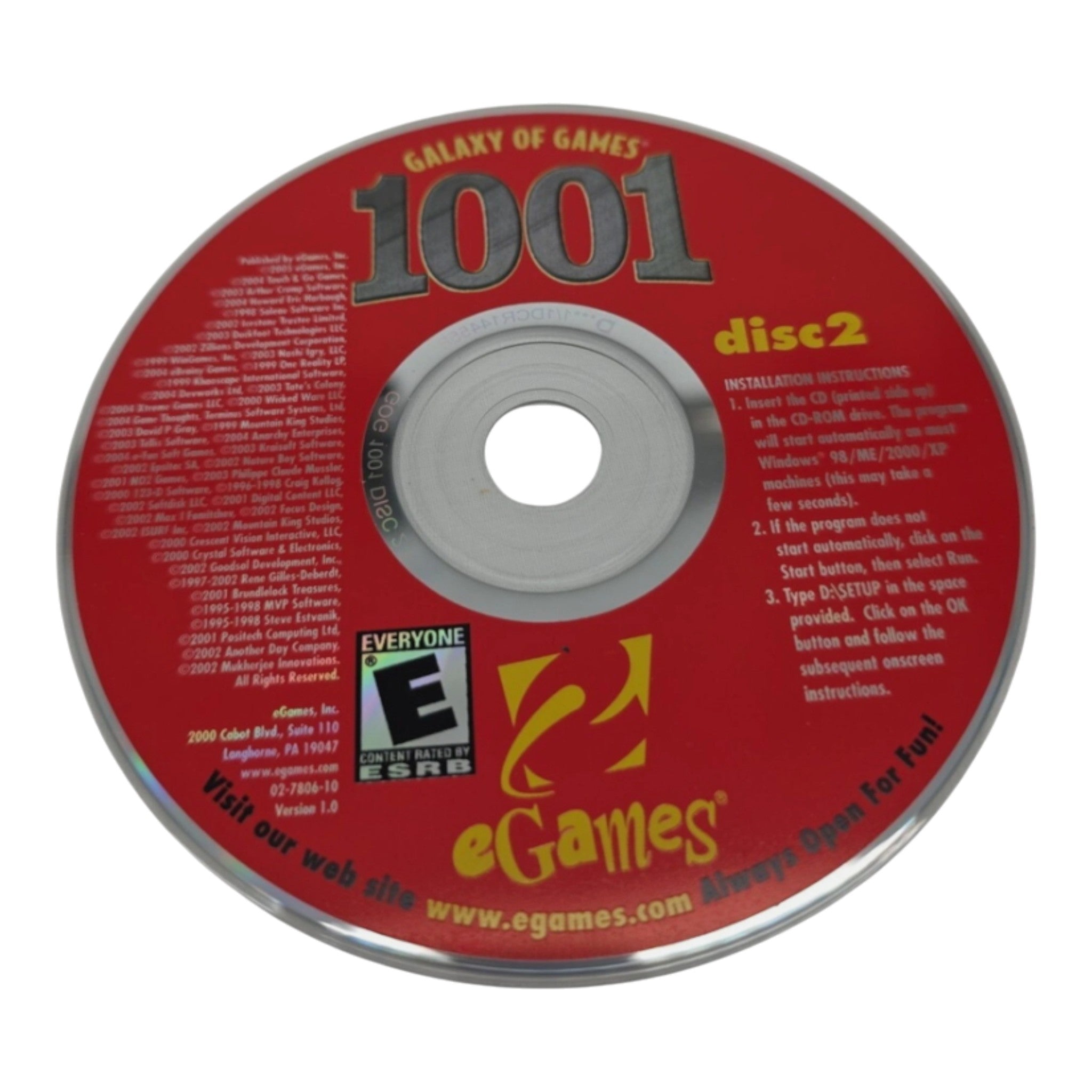 Galaxy of Games 1001 PC CD-ROM 2 Disc Set eGames Compilation Collection