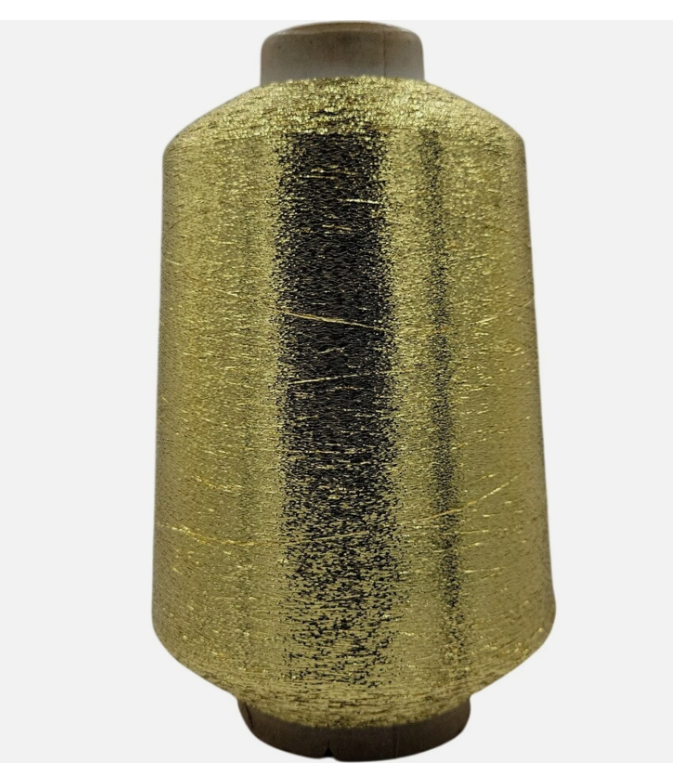 Vintage Gold Metallic Yarn Cone Shiny Weaving Knitting Embroidery Thread