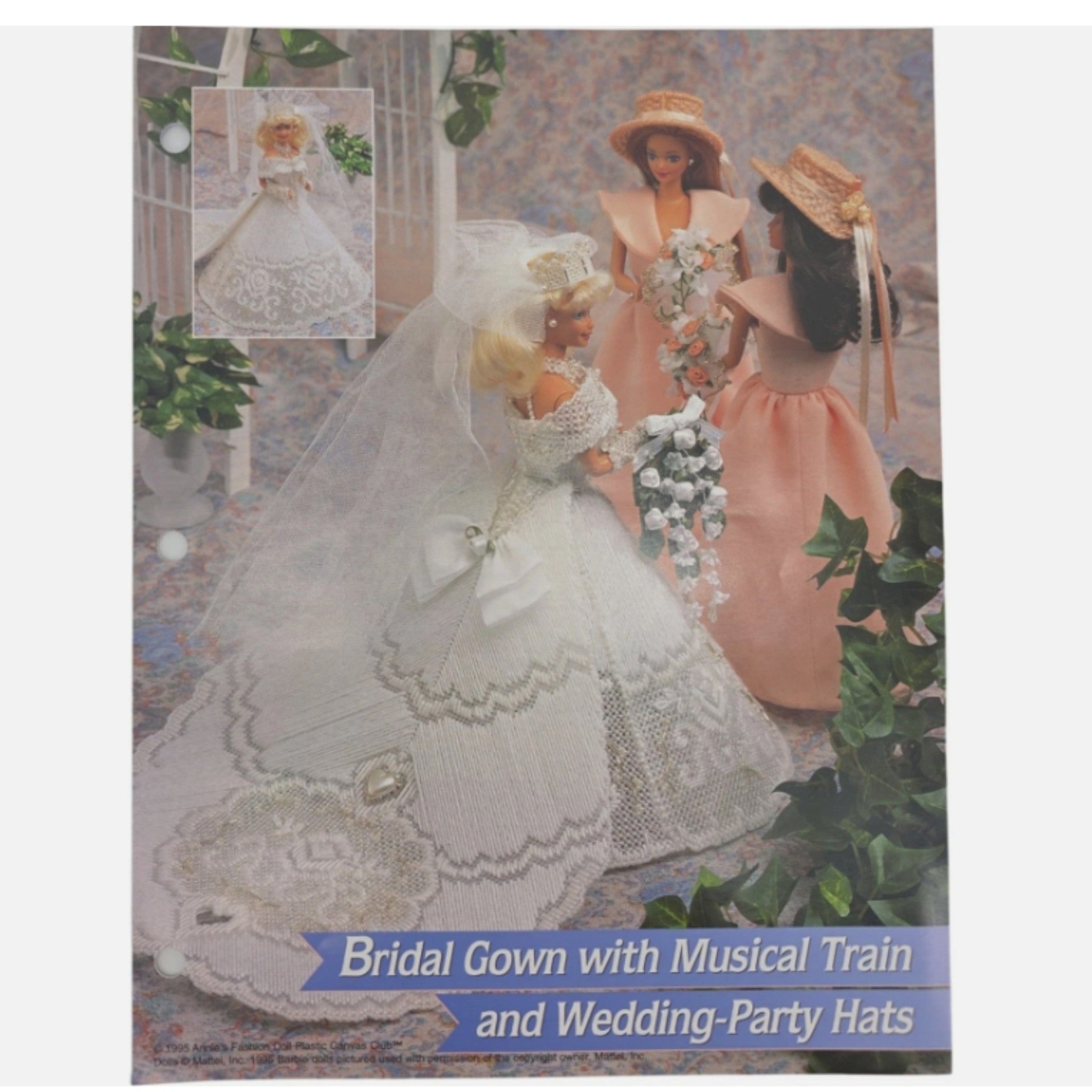 Lot 2 Annie’s 1995 Plastic Canvas Doll Patterns Bridal Gown & Rose Luggage Set