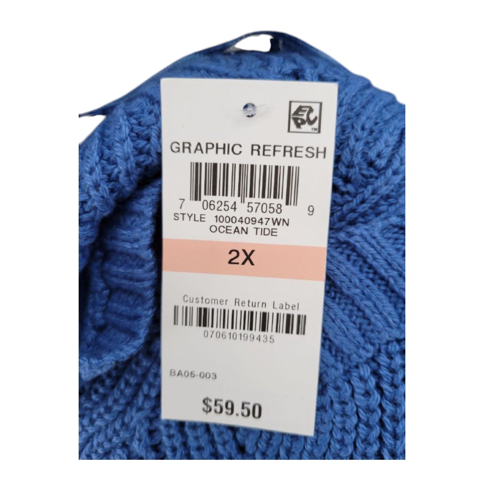 Style & Co Plus Sweater 2X Ocean Tide Blue Pullover Textured Knit Women's