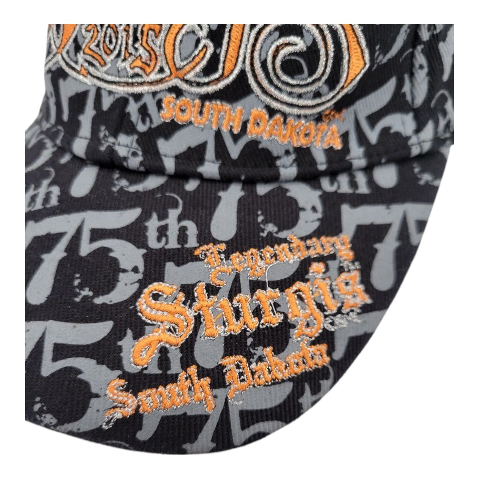 SMC Legendary Sturgis 75th Rally 2015 Black Embroidered Cap South Dakota Hat
