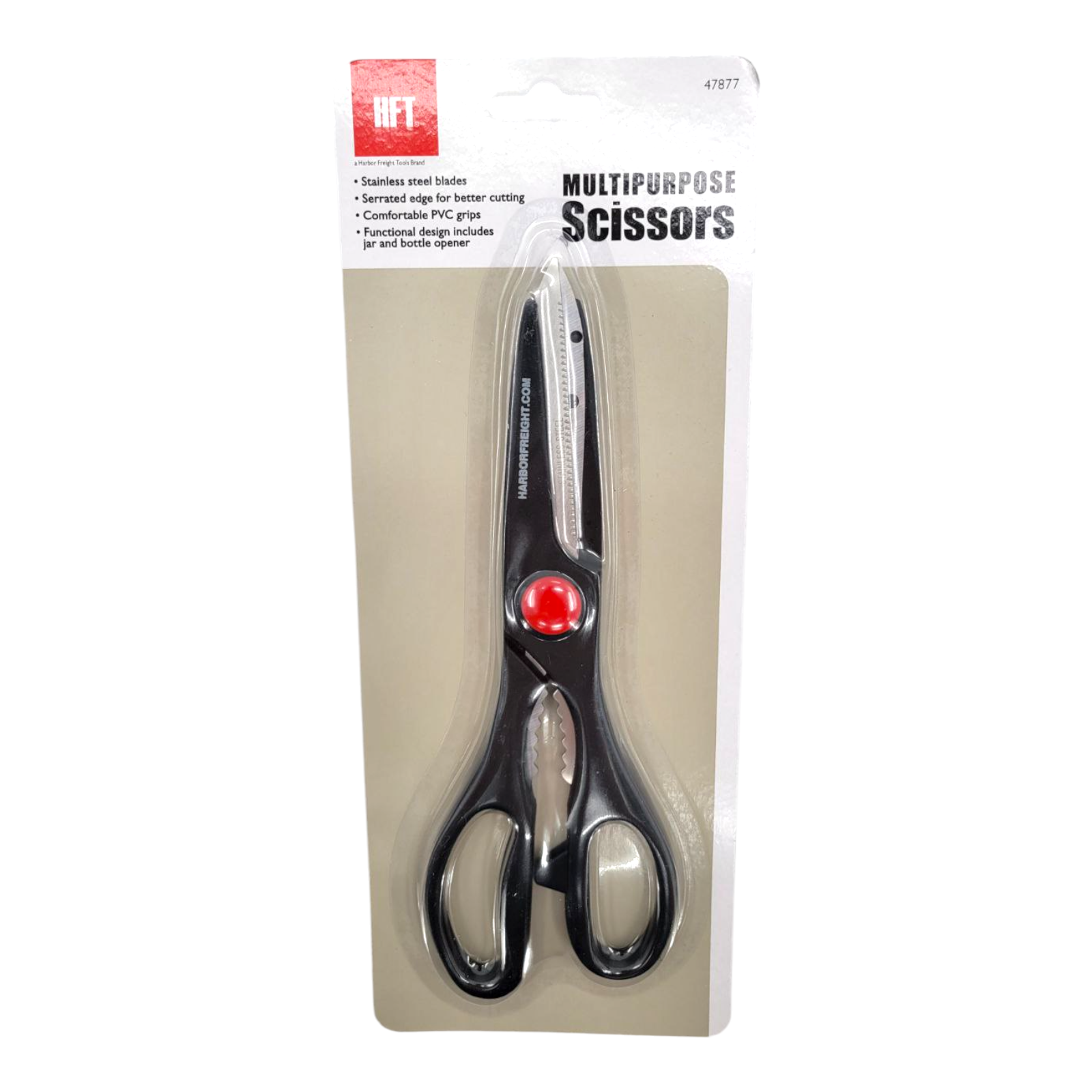 HFT Multipurpose Scissors Stainless Steel Blades Serrated Edge Bottle Opener