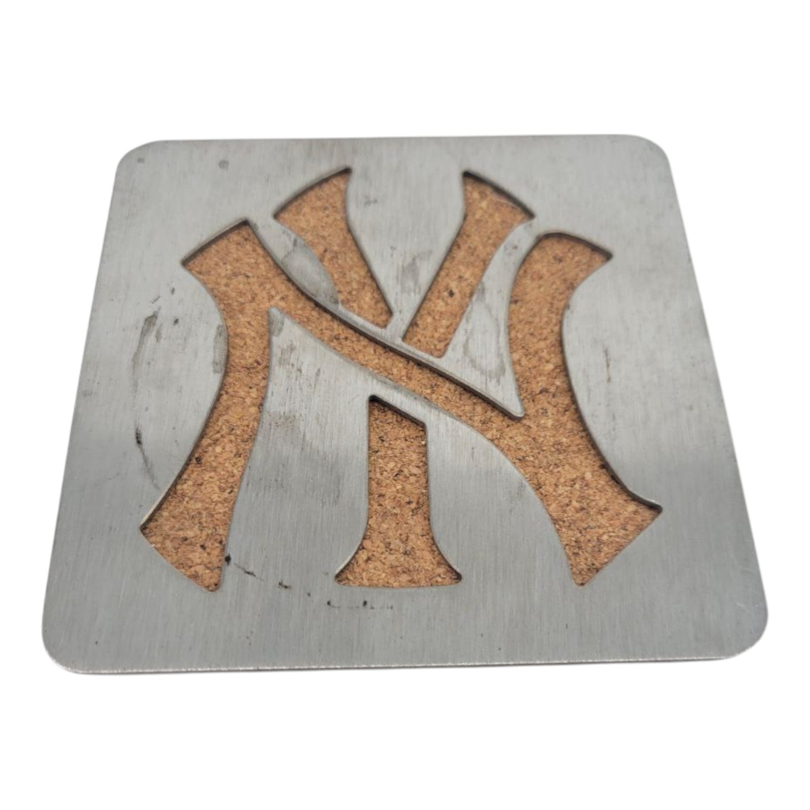 New York Yankees Coasters Set of 4 MLB Metal Cork Barware Drink Mats