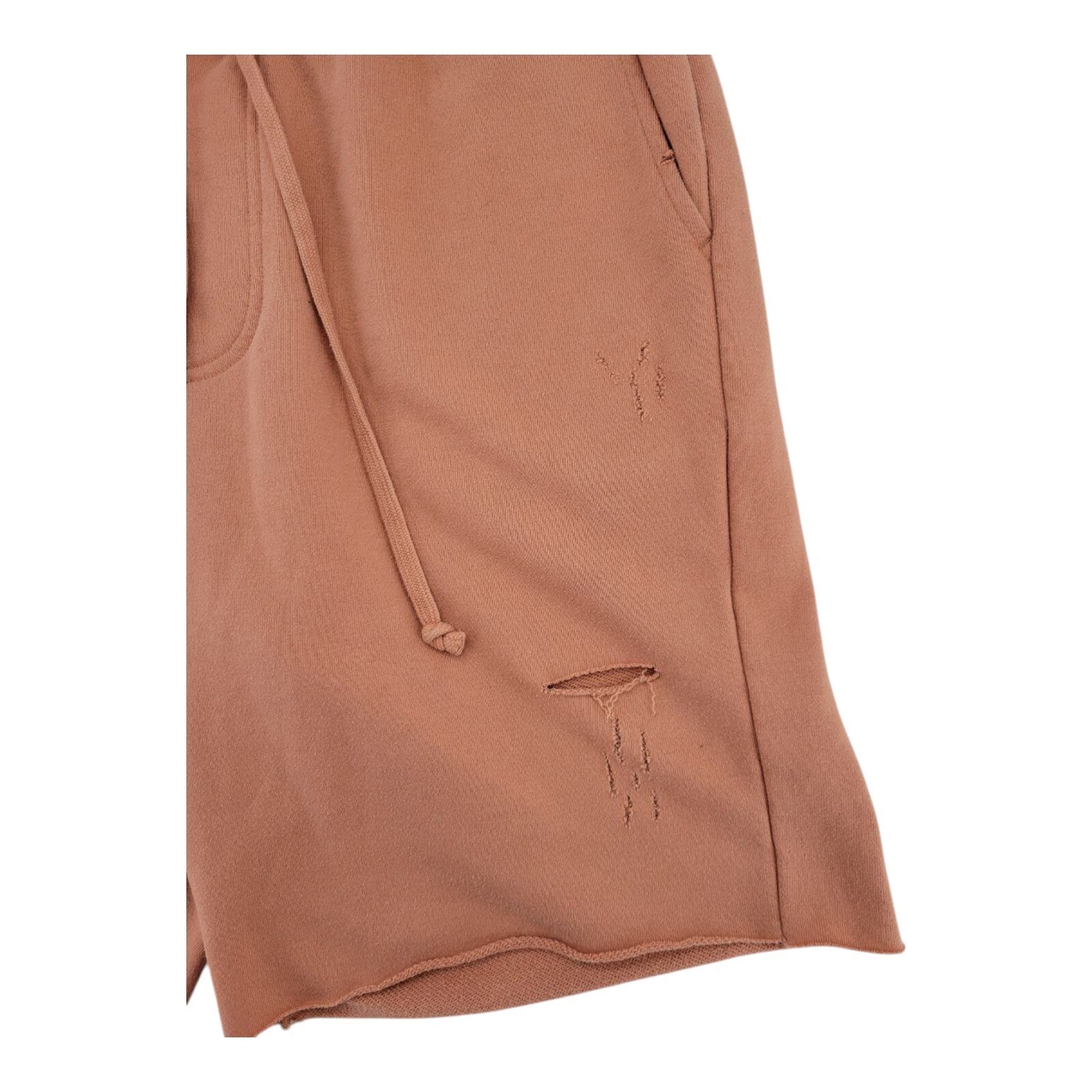 Forever 21 Distressed Sweat Shorts Mens Tan Brown Drawstring Waist Size L