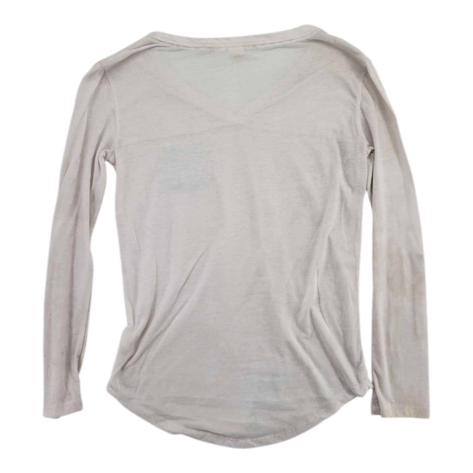 Roxy Women's Off-White Sheer V-Neck Long Sleeve Tee Aztec Pocket Size S