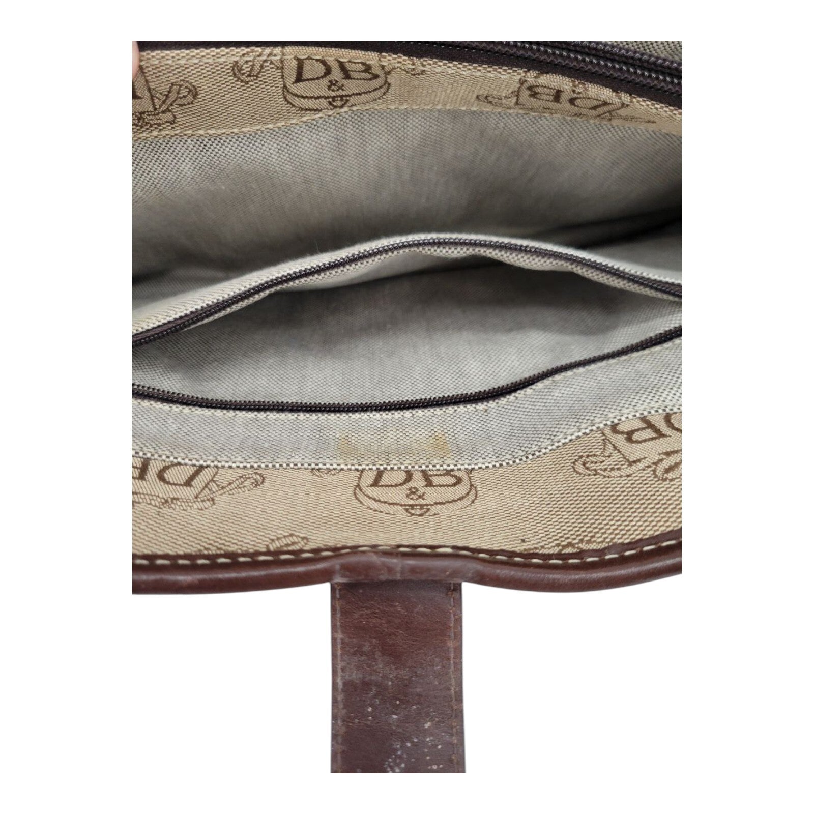 Dooney & Bourke D&B Canvas Brown Tan Satchel Tote Cross Purse Body Bag