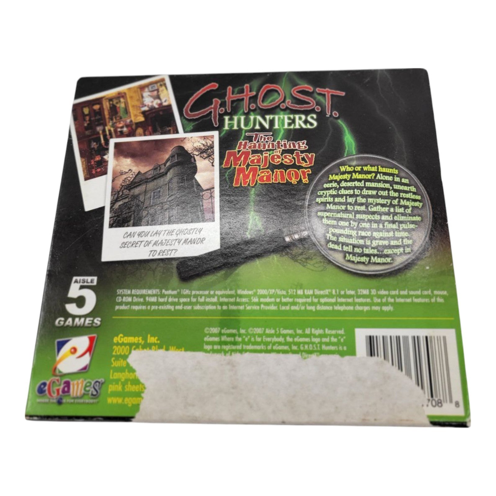 GHOST Hunters The Haunting of Majesty Manor PC Game 2007 - Disk Only