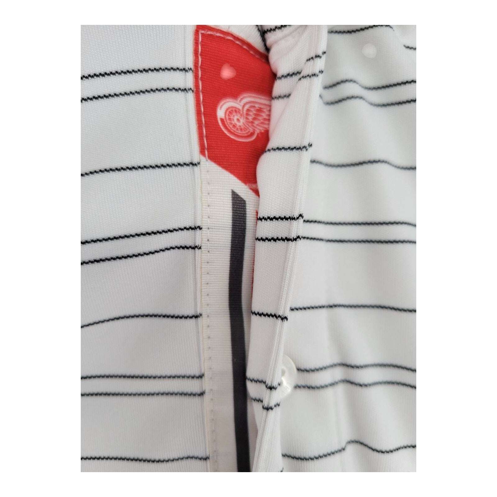 Levelwear Detroit Red Wings Polo Shirt White Black Striped Size M