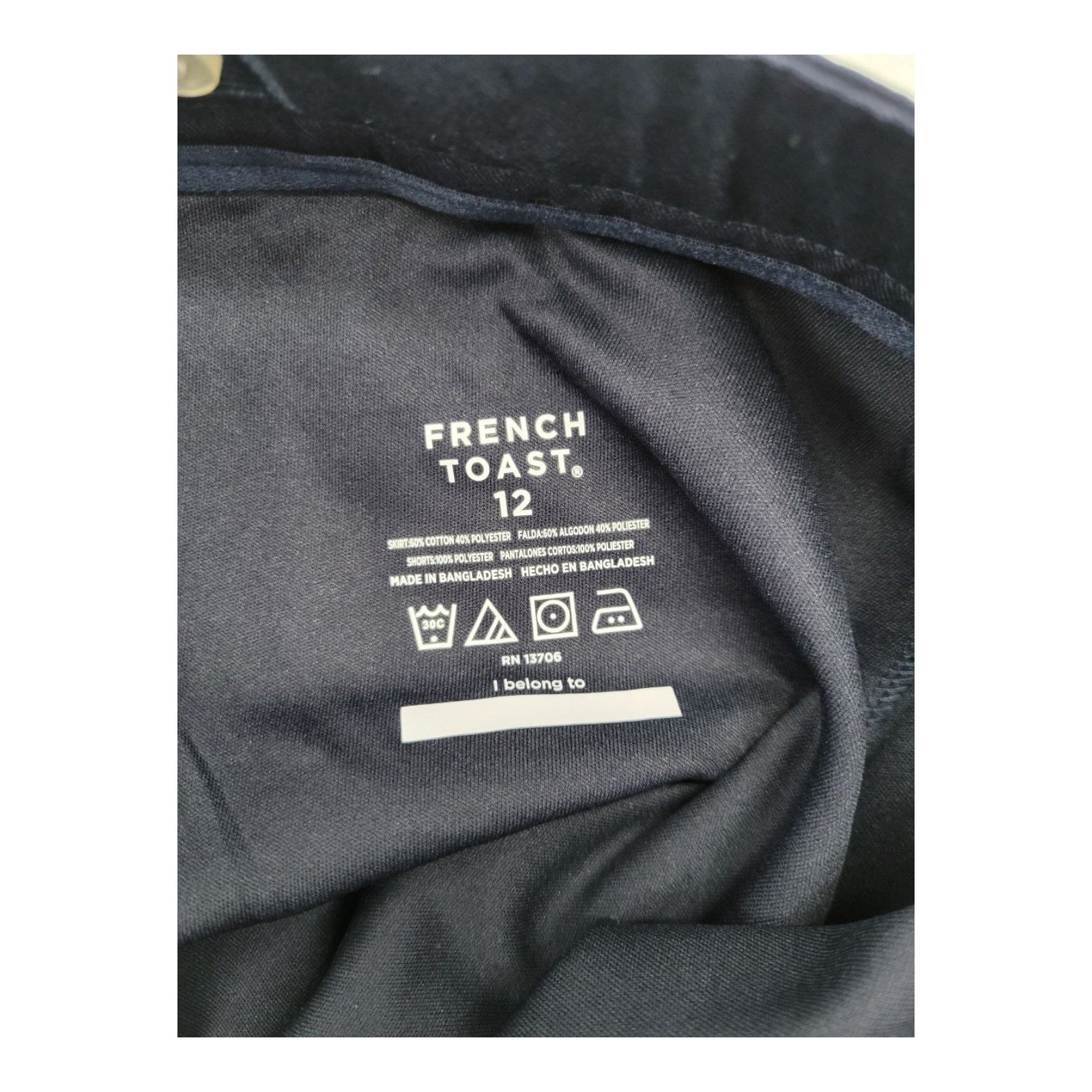 French Toast Girls 2 Pleat Scooter Skirt Navy Size 12 Belted SX9257E