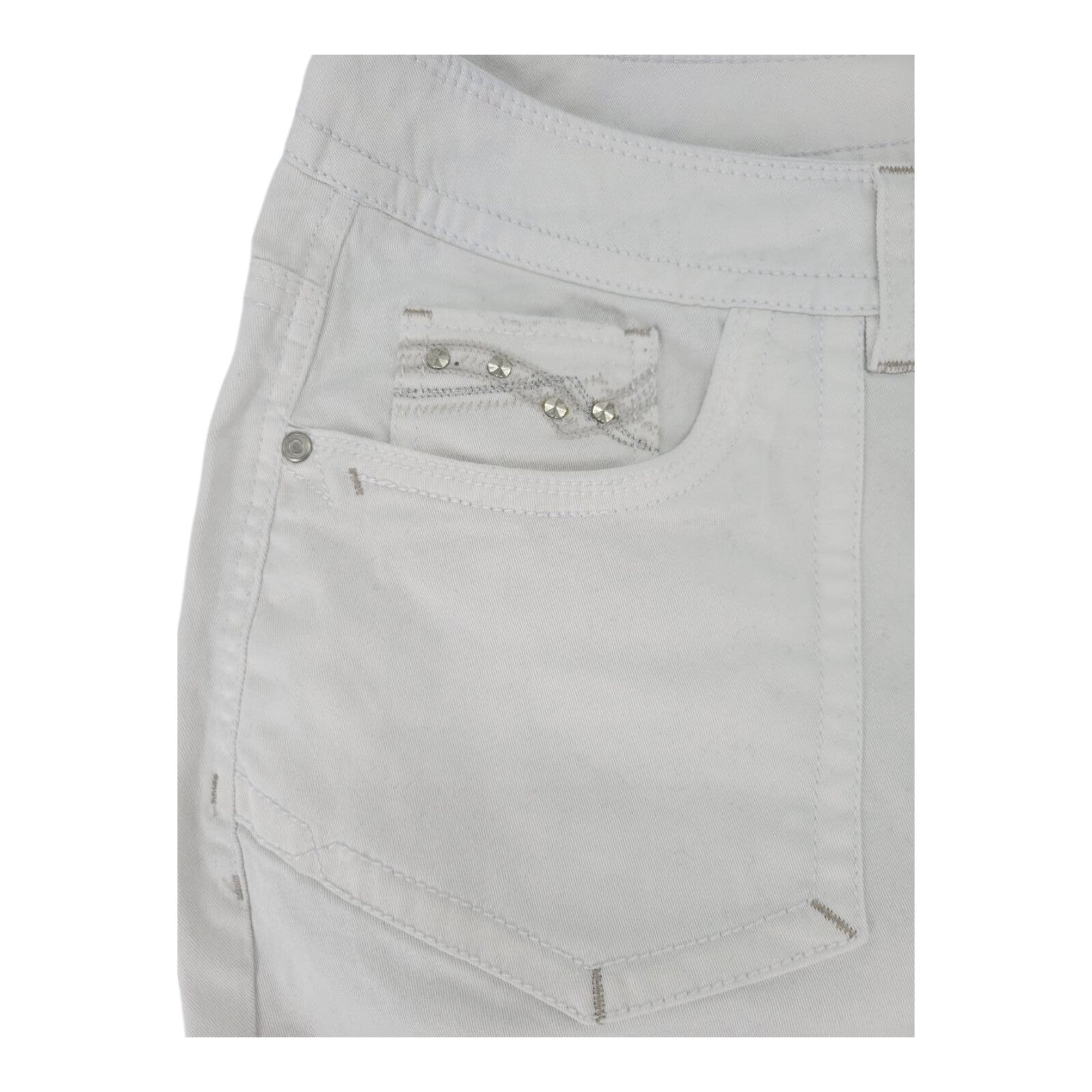 Faded Glory Womens White Capri Pants Studded Pockets Stretch Size 20W