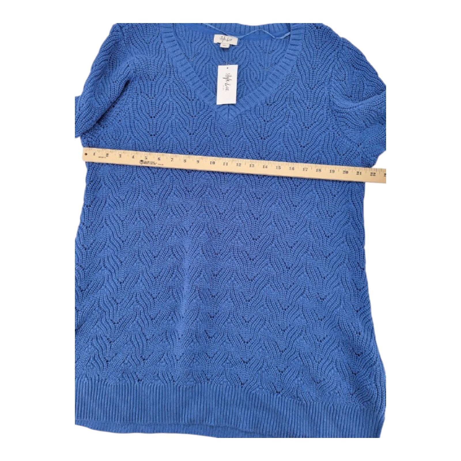 Style & Co Plus Sweater 2X Ocean Tide Blue Pullover Textured Knit Women's