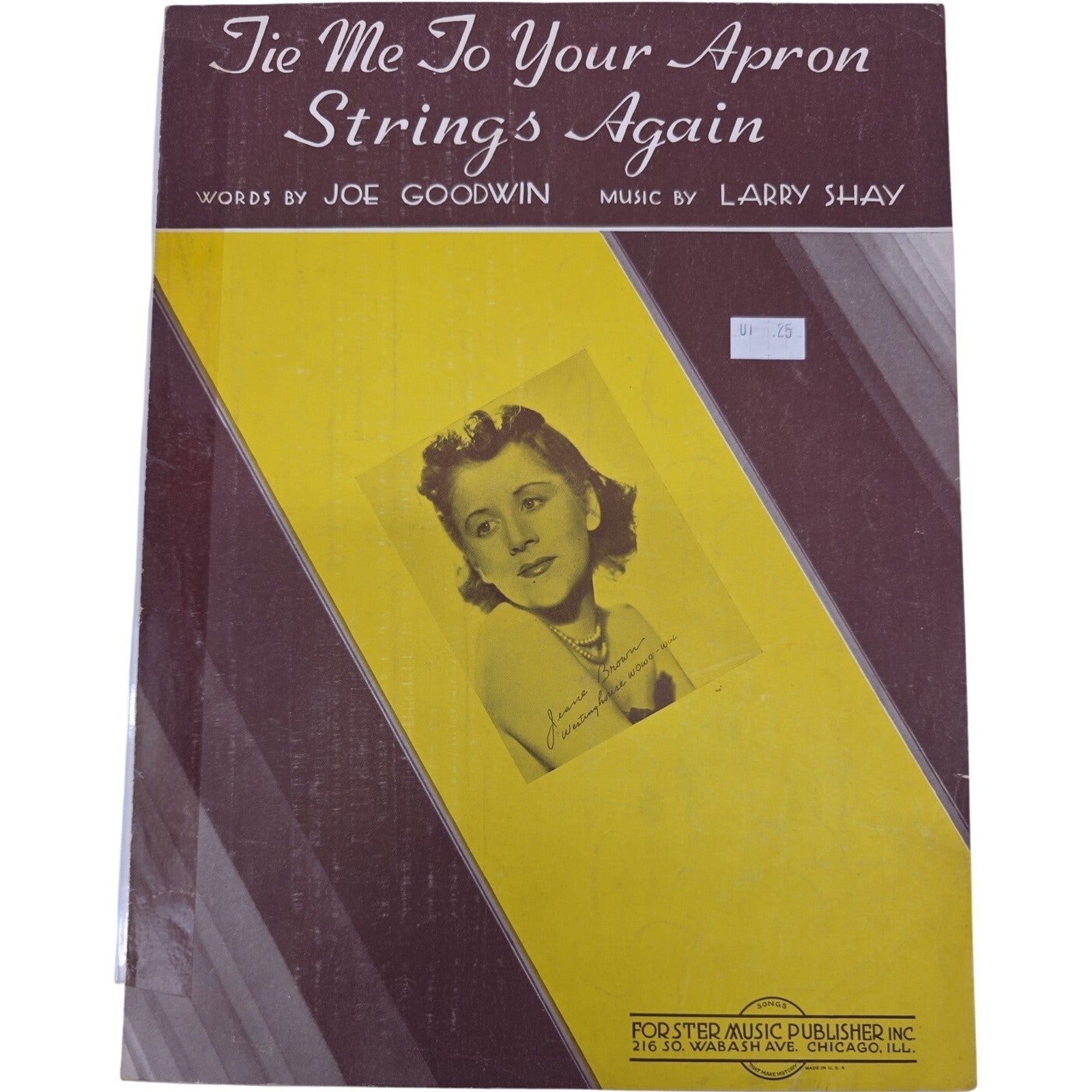 1925 Tie Me To Your Apron Springs Again Sheet Music by Joe Goodwin & Larry Shay