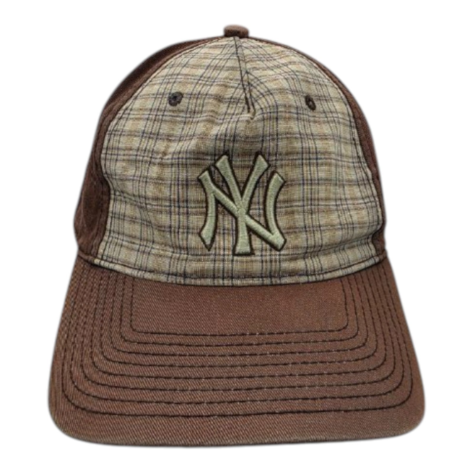 New Era MLB New York Yankees Brown Plaid Adjustable Snapback Hat One Size