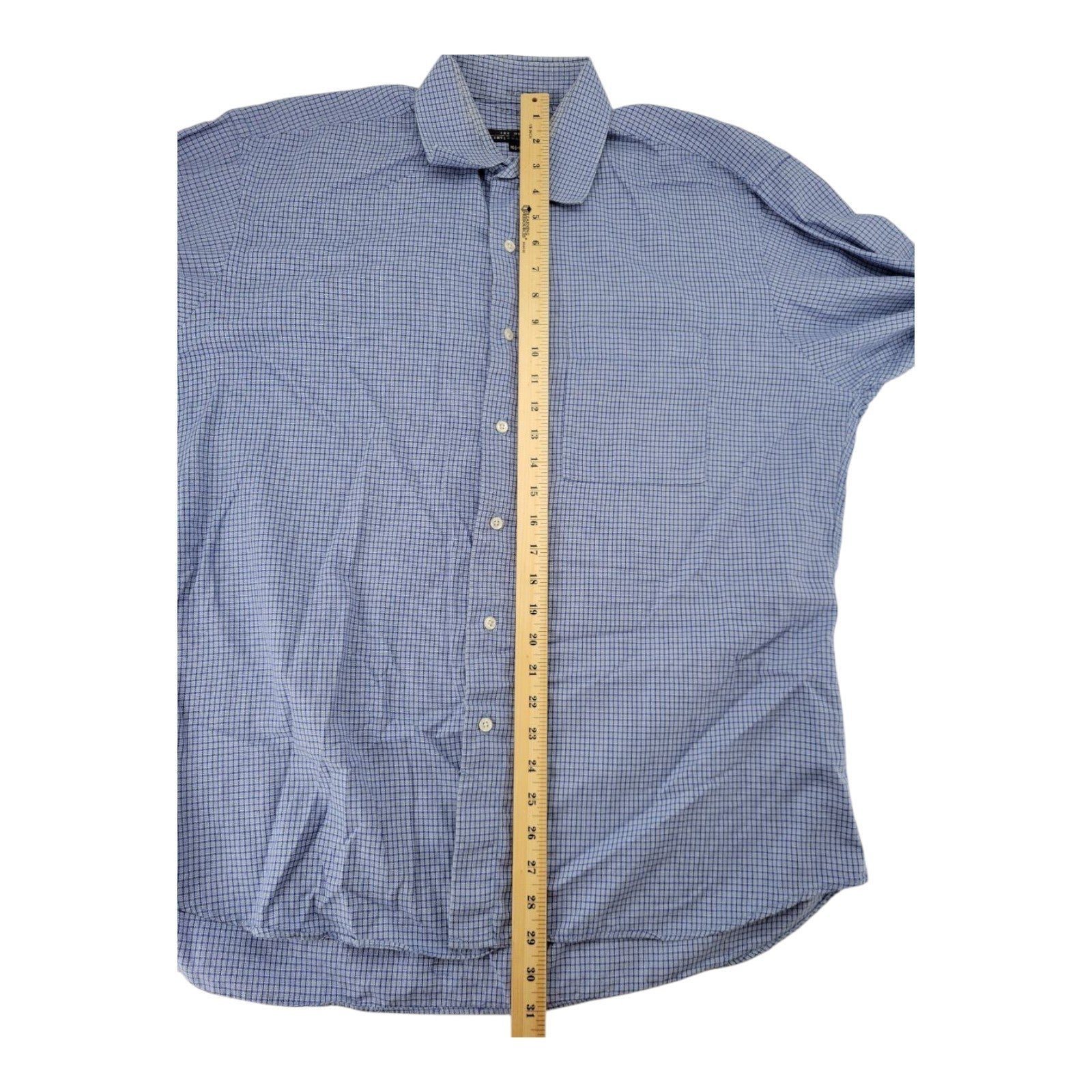 Ike Behar Men's Dress Shirt 16.5 36 Blue Check Long Sleeve Button Front