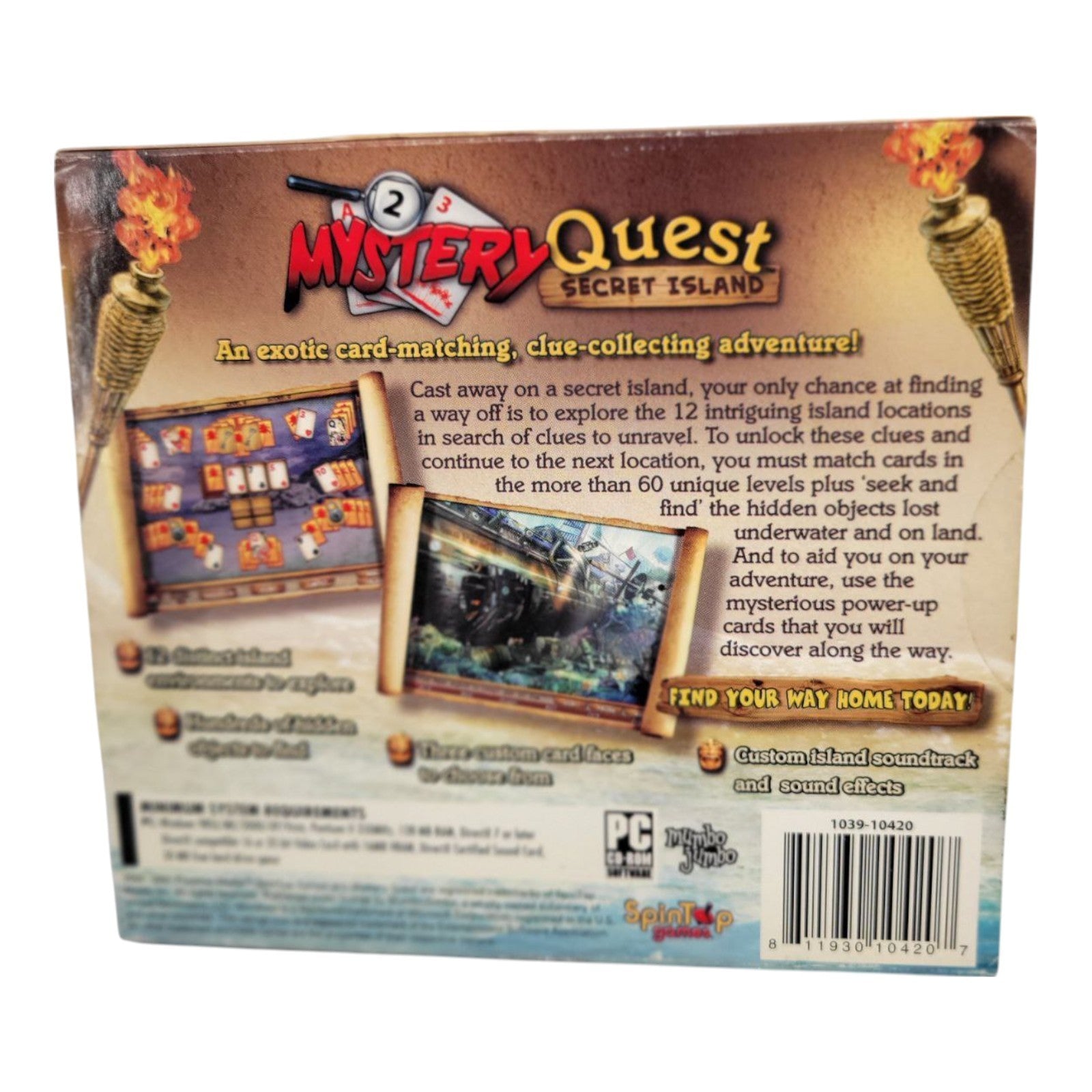 Mystery Quest Secret Island PC CD Rom Game Windows 98SE/ME/XP/Vista Disk Only