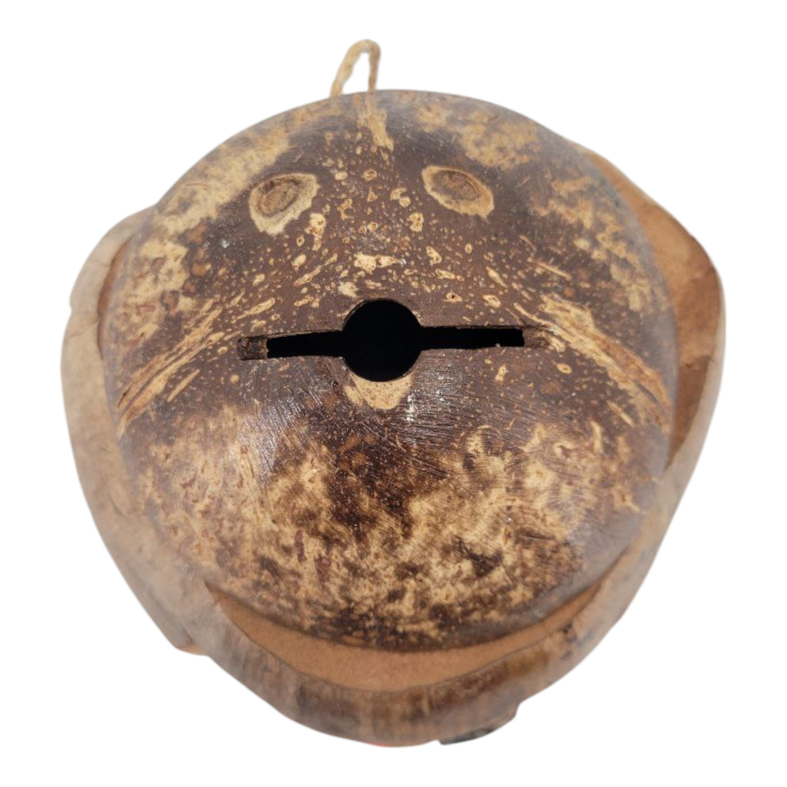 Vintage Hand Carved Coconut Shell Souvenir Pirate Coin Bank