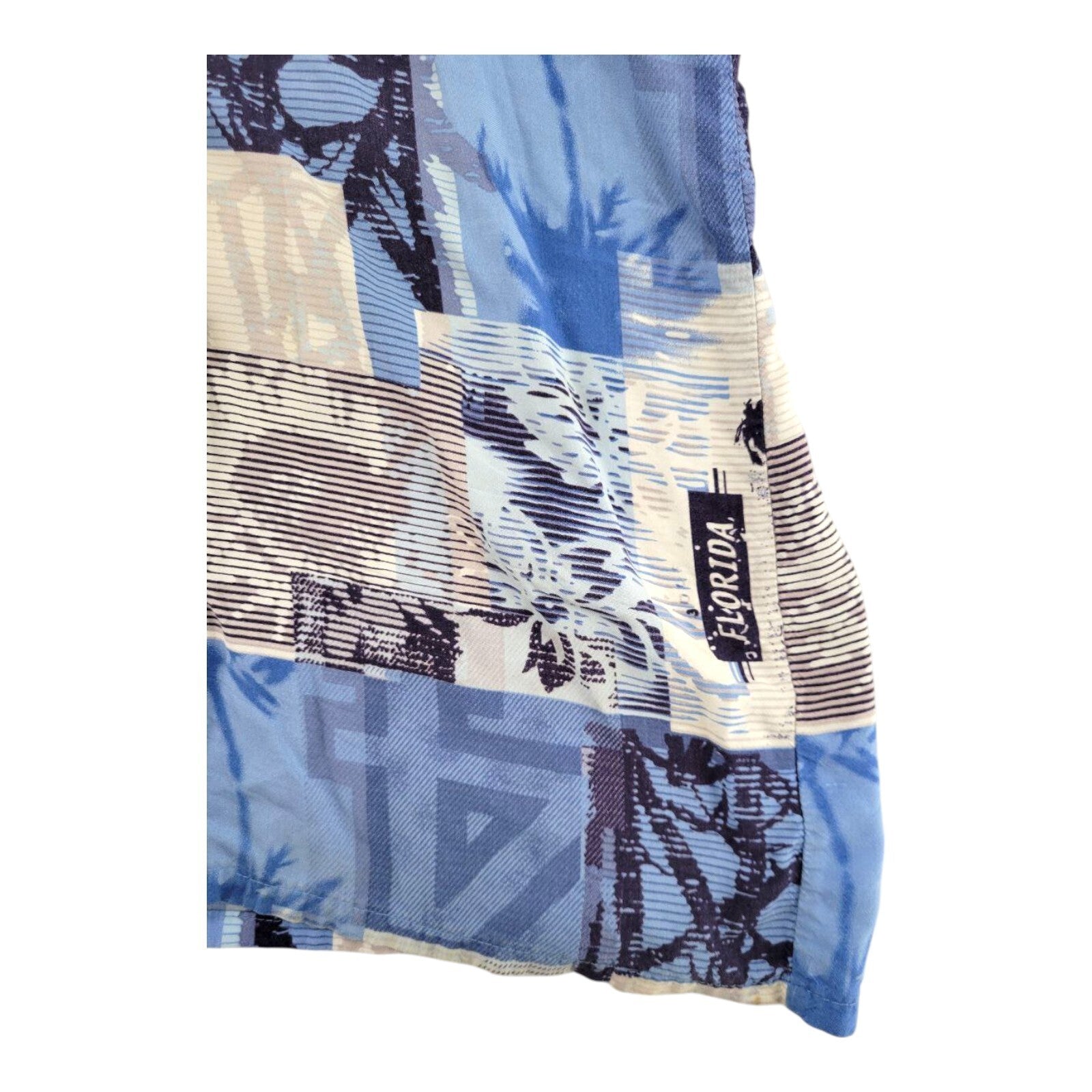 Puritan Blue Hawaiian Shirt Mens Rayon Miami Beach Vintage Vibes Size Large