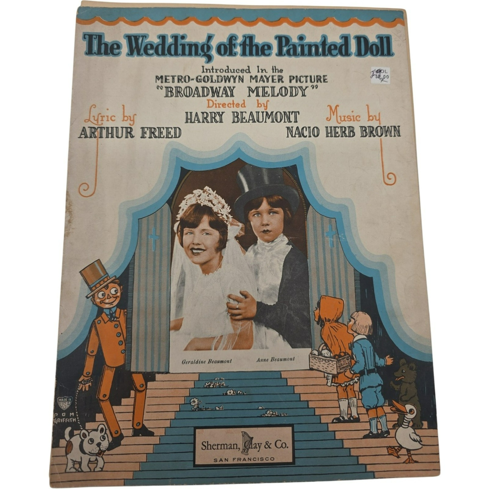 1929 Sheet Music The Wedding Of The Painted Doll by Nacio Herb Brown Beaumont