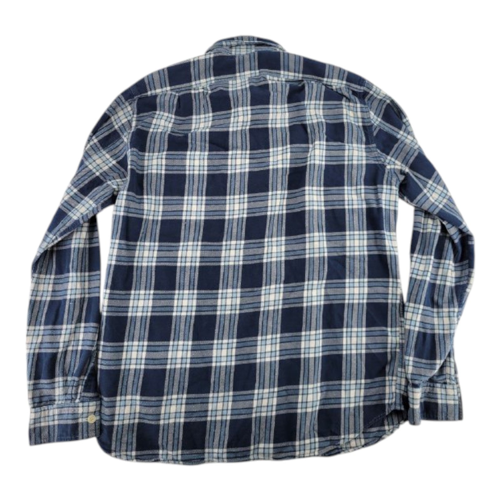 J Crew Tailored Fit Flannel Shirtings Mens Blue Plaid Long Sleeve Size M