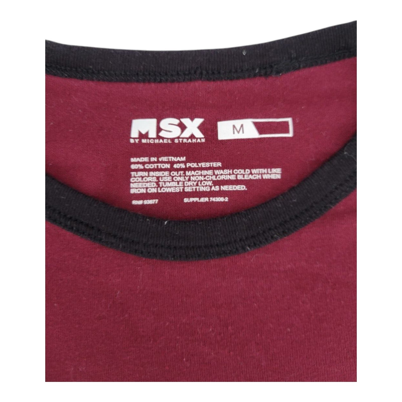 MSX by Michael Strahan Long Sleeve Shirt Maroon Gray Colorblock Size Medium