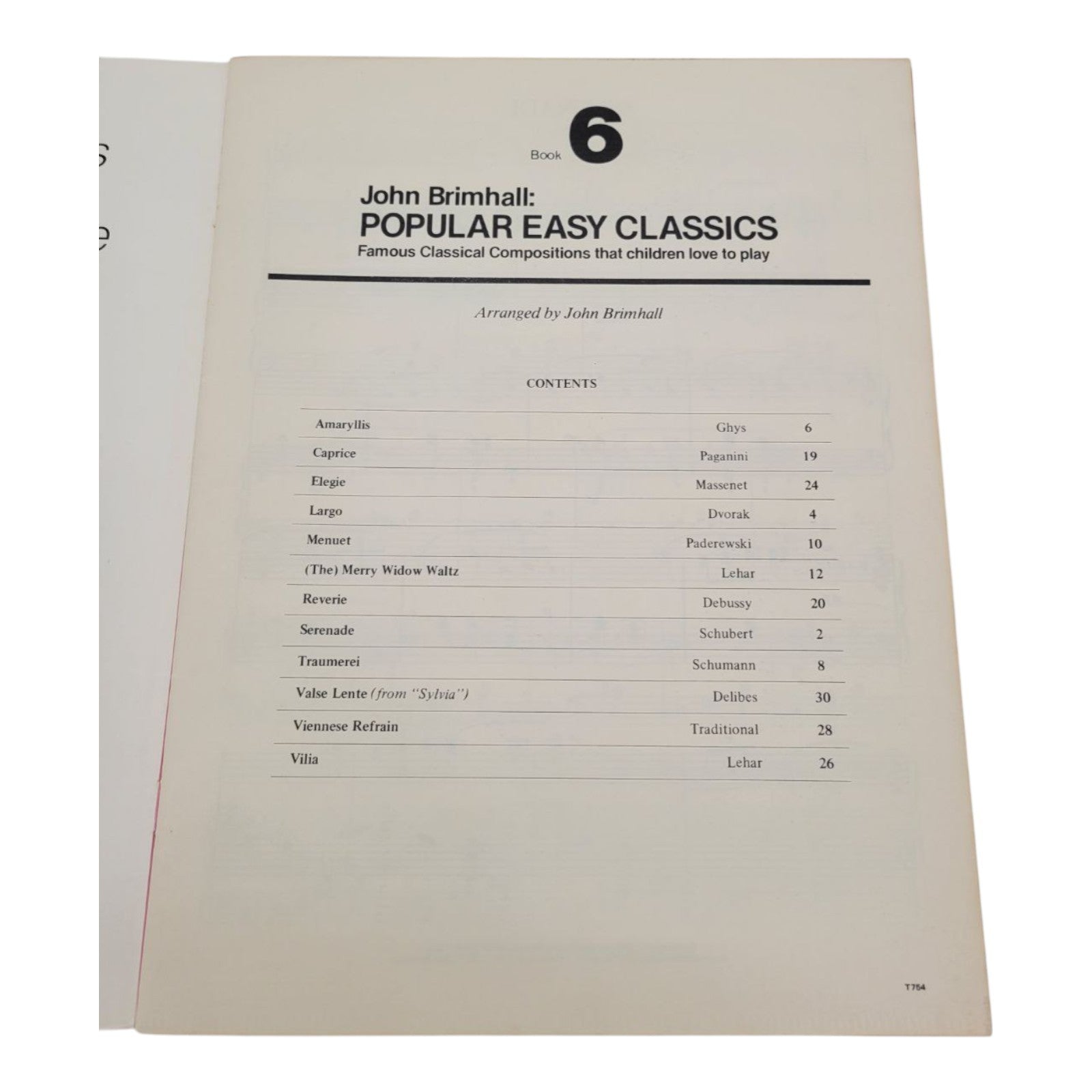 John Brimhall Popular Easy Classics Book 6 Hansen House Sheet Music for Children