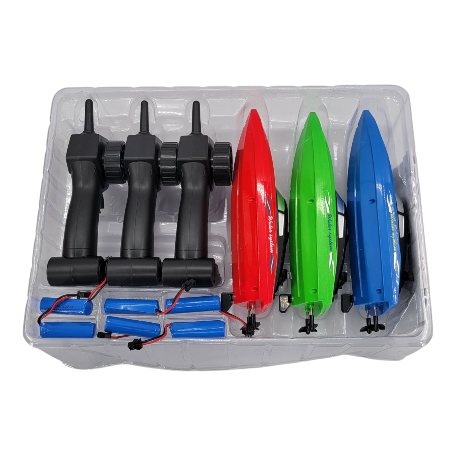 3 Pack RC Racing Boats 2.4GHz 10km/h Remote Control Red Blue Green Adults Kids